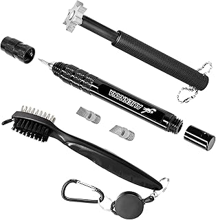 Golf Clean Tool Set, Golf Wedge Groove Sharpener Tool | Golf Club Sharpener - Retractable Golf Club Brush and 2 Golf Club Groove Sharpener with 3 Replaceable Heads for U & V-Grooves