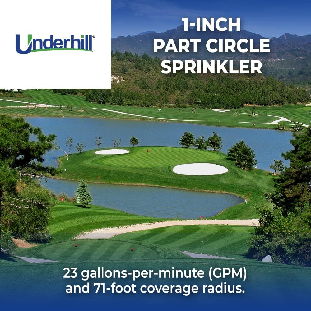 Underhill RollerPro 22-Inch Portable Sprinkler System Base with 1-Inch Part Circle Brass Impact Sprinkler, 1-Inch FHT x 1-Inch FPT, A-RP221-SI100P