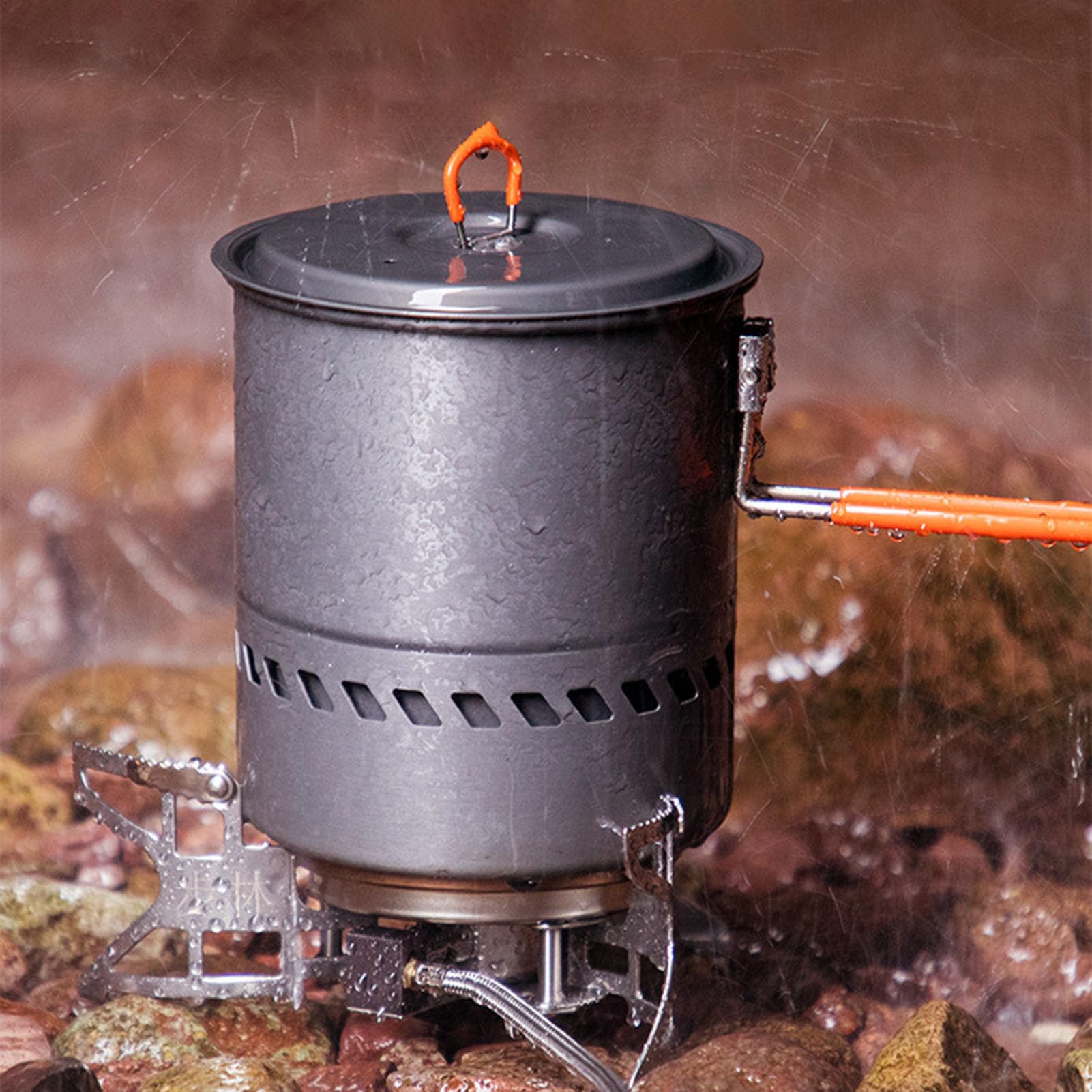 Olla de Senderismo Estufa Portátil De 1,5 L Para Senderismo | Equipo De Cocina Para Fogata para Familia y Amigos Senderismo Acampada Picnic al Aire Libre