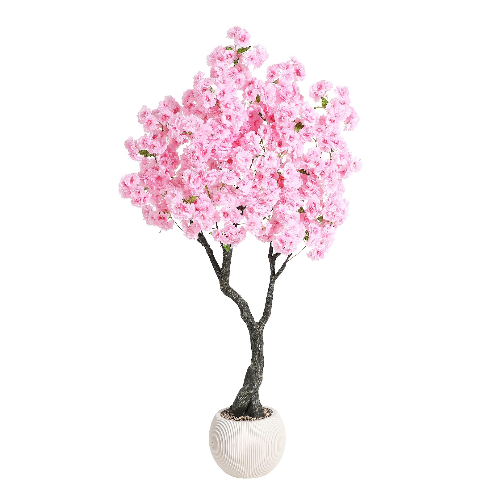 5Ft Tall Pink Cherry Blossom Artificial Tree, Fake Pink Cherry Blossom Tree, Realistic Handmade Silk Leaves Plant Lifelike Decorative Plant in Pot for Indoor Outdoor Garden Home Office Dec