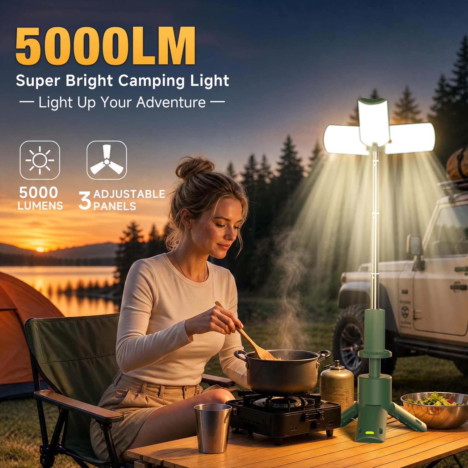 Luce di campeggio portatile con batteria 10000mAh