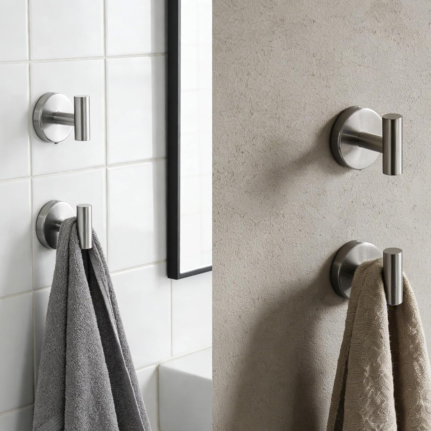 5Pcs Brushed Nickel Bathroom Hardware Towel Bar Accessories Set 23.6 Inch SUS304 Stainless Steel Bath Towel Racks with Toilet Paper Holder Shelf for Bathroom Kitchen Wall Mounted, Middle Removable