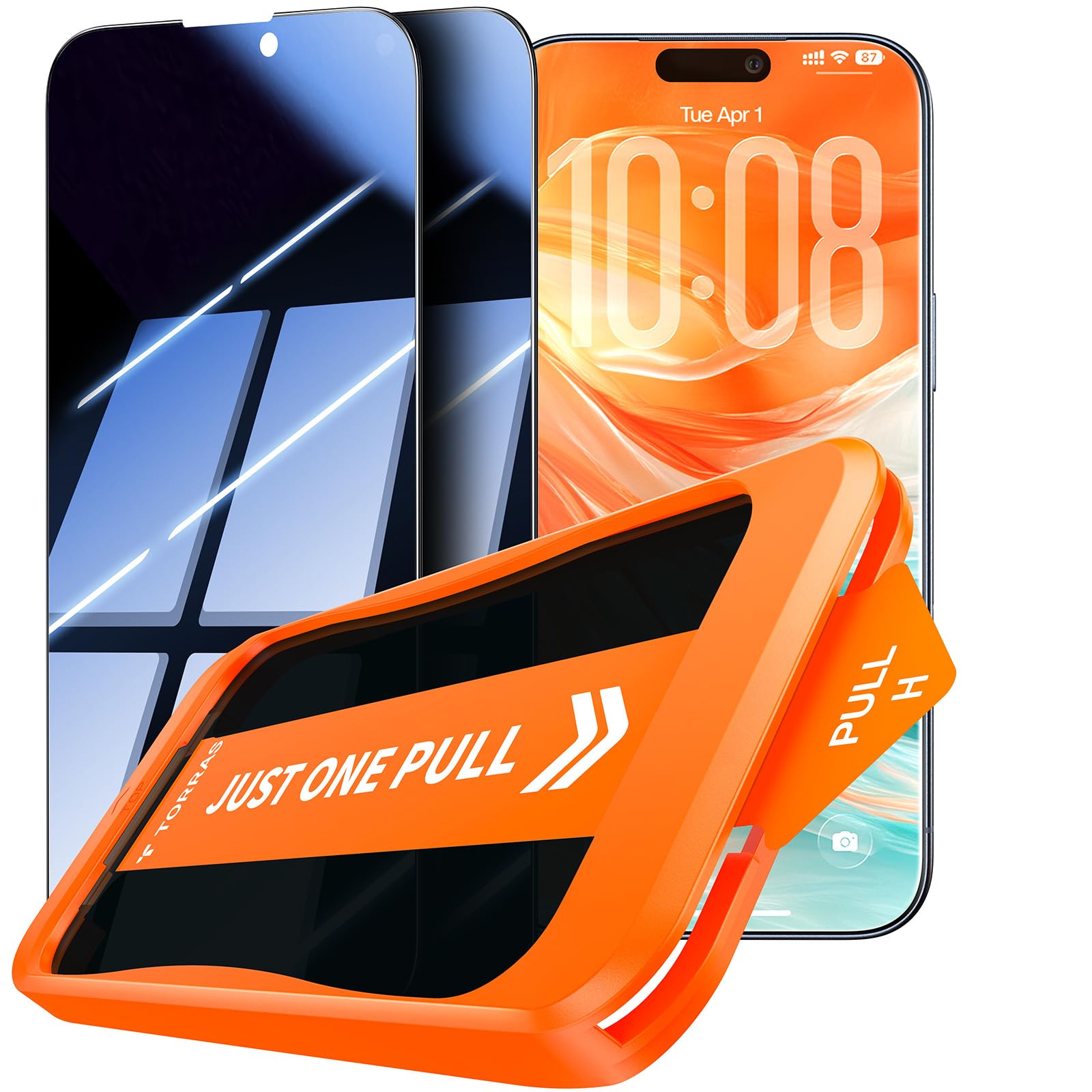 TORRAS Präzise für iPhone 16 Pro für Panzerglas Sichtschutz [Full Screen] Privac