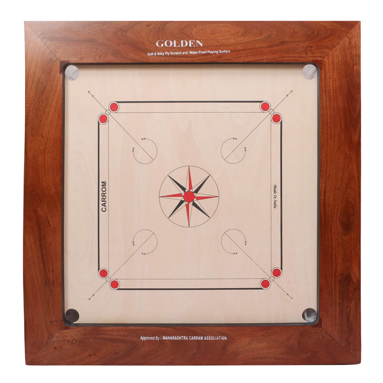 KD Golden Carrom Board Antique Indoor Board Game Approved by Carrom Federation of India & Maharashtra Carrom Association (36mm, Jumbo)
