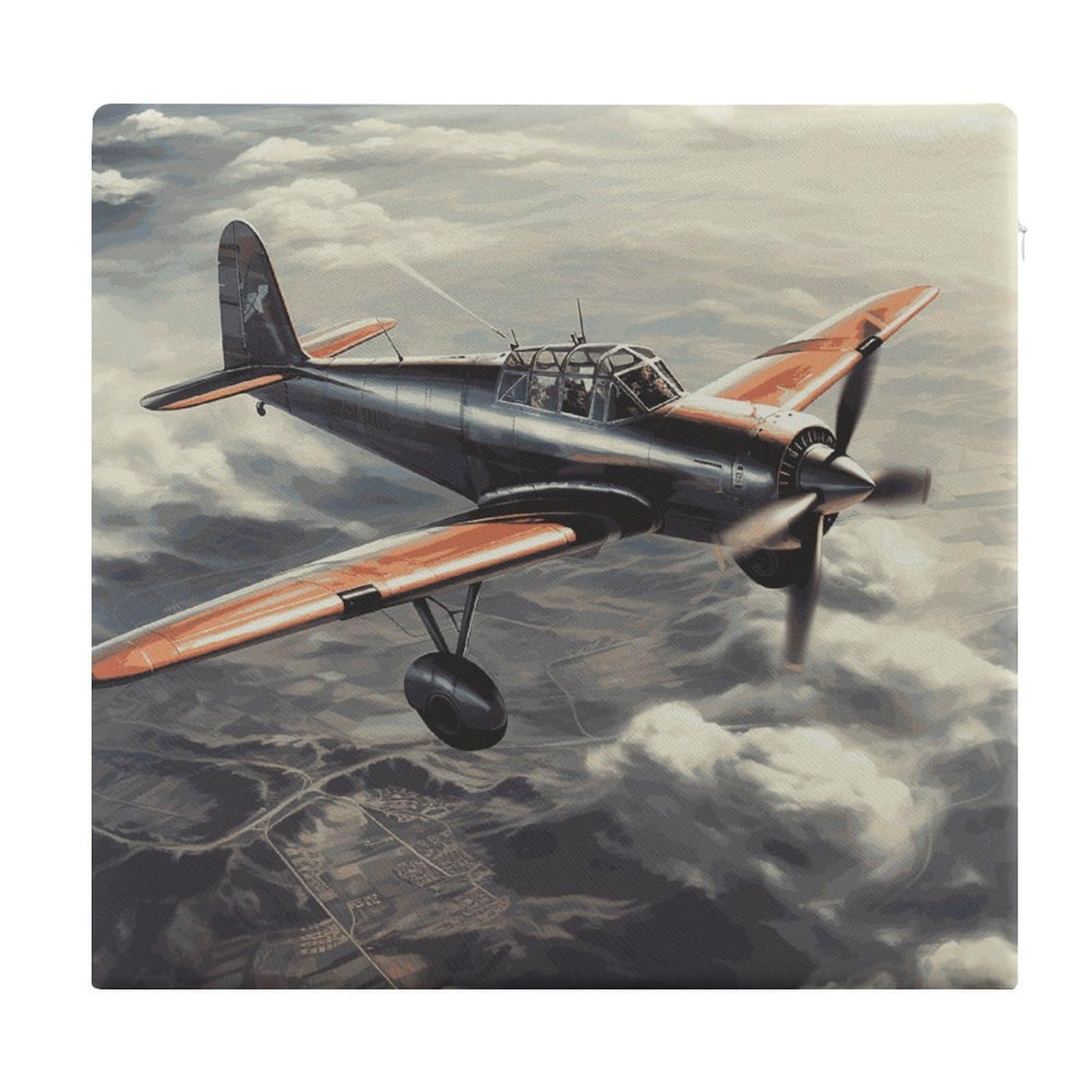 Coussin rétro en mousse à mémoire de forme imprimé avion pour méditation et assise de sol