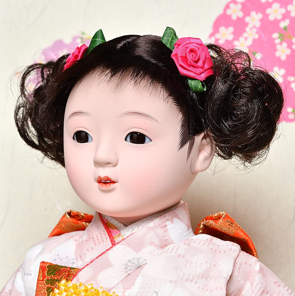 Amazon | 【ひな人形】【市松人形】 8号市松人形：桜刺繍衣裳ケース付