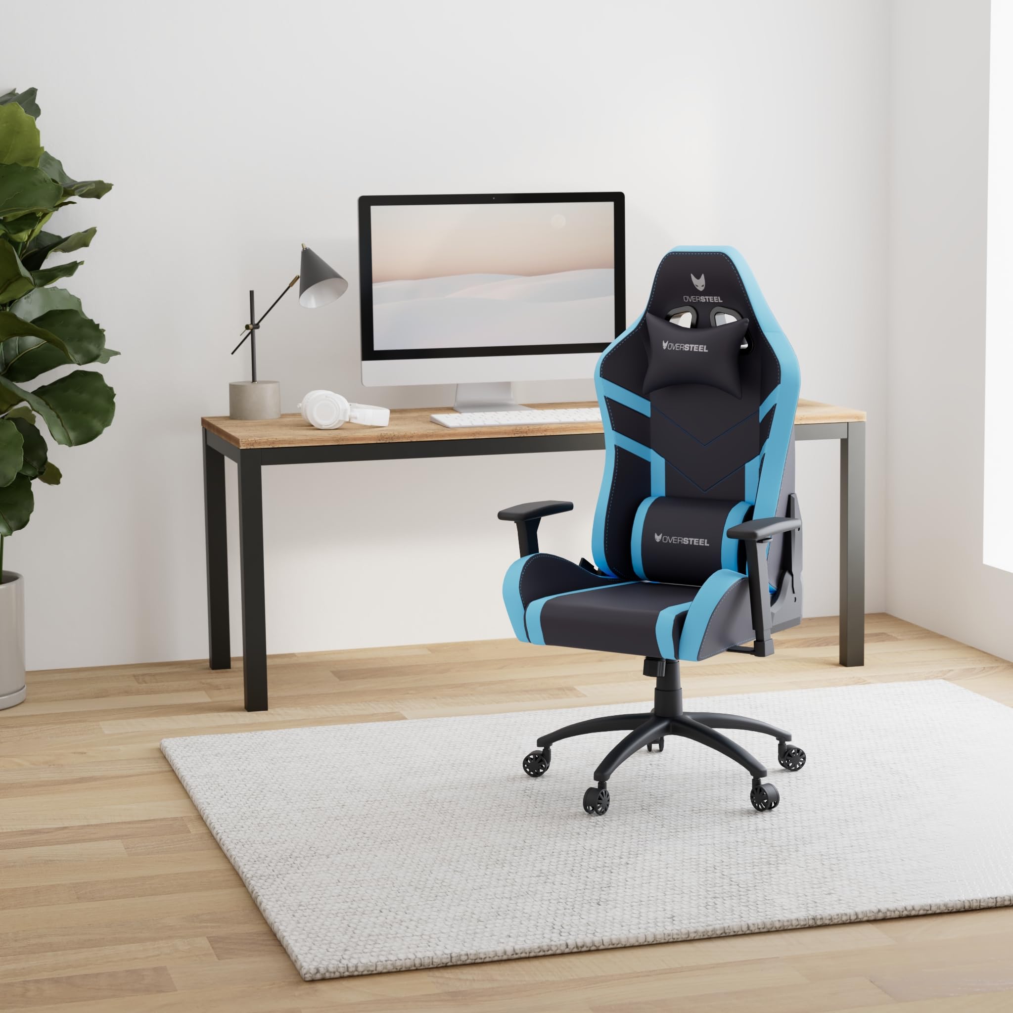Oversteel - DIAMOND Sedia da gaming professionale in similpelle, braccioli 3D, regolabile in altezza, reclinabile a 180°, pistone a gas di classe 4, fino a 150Kg, Colore Blu