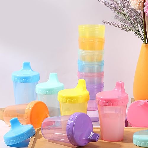 Miniatura 2 de Mifoci Paquete de 12 vasos para sorber de 6.7 onzas sin tapón para niños pequeños de 1 a 3 años, vasos de entrenamiento antiderrames con tapas para
