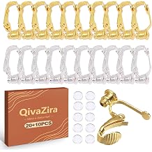 30 Pcs Clip on Earring Converter Set with Silicone Comfort Pads for Non Pierced Ears Easy Open Loop to Change Pierced Earrings to Clips Components for DIY Making Silver and Gold Finish