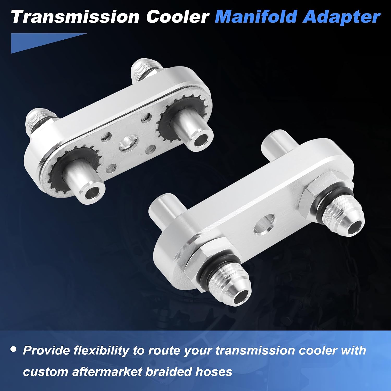 6AN Transmission Cooler Line Adapter Plate with Gasket for 6L80E 6L90E 8L90E Transmission for 3/8" Braided Hose 5511216AN Fittings Oil Seal Cooling Line Connector Aluminum Alloy