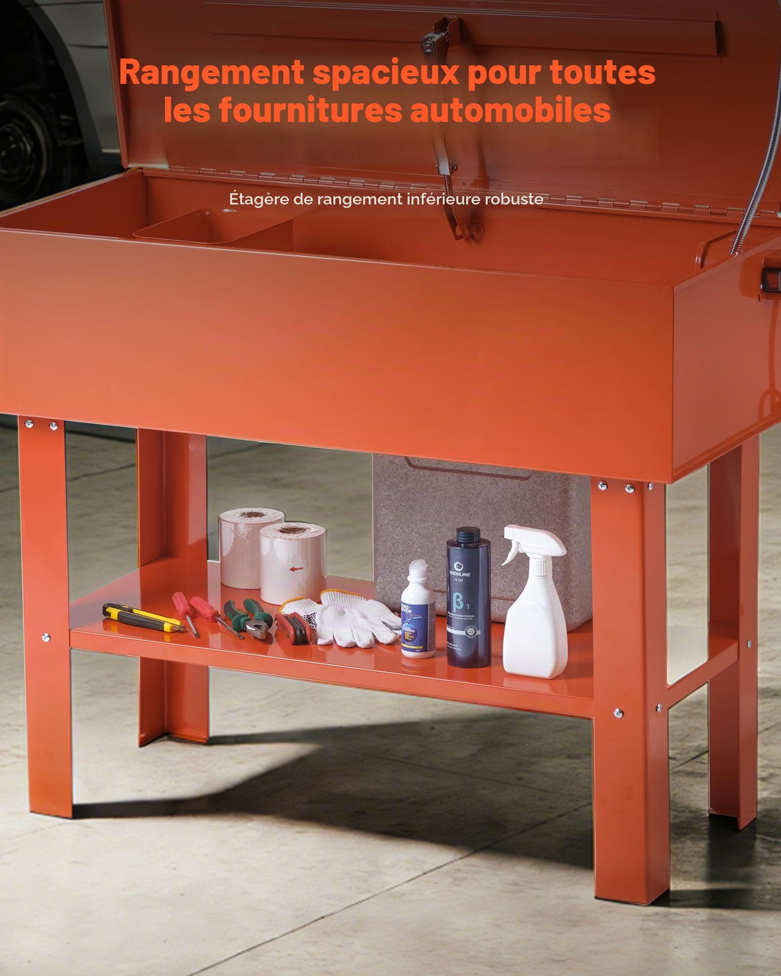 VEVOR Fontaine de Nettoyage, Fontaine de Dégraissage avec Cuve de Nettoyage 135 L et Capacité Solvant 65 L, Bac de Lavage pour Pièces Mécaniques Auto Garage Atelier, sur Pied, avec Pompe Électrique