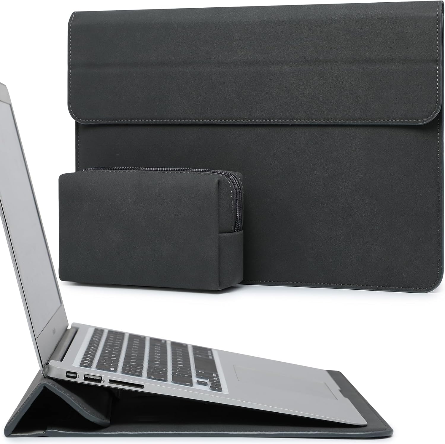 HYZUO 13,3-14 Pouces Housses Ordinateur Portable Sacoche avec Fonction Stand pour MacBook Pro 14 M5/M4/M3/M2/M1 2026-2021, MacBook Pro/Air 13,3, 13,5" 13,8" Surface Laptop, Gris Sidéral