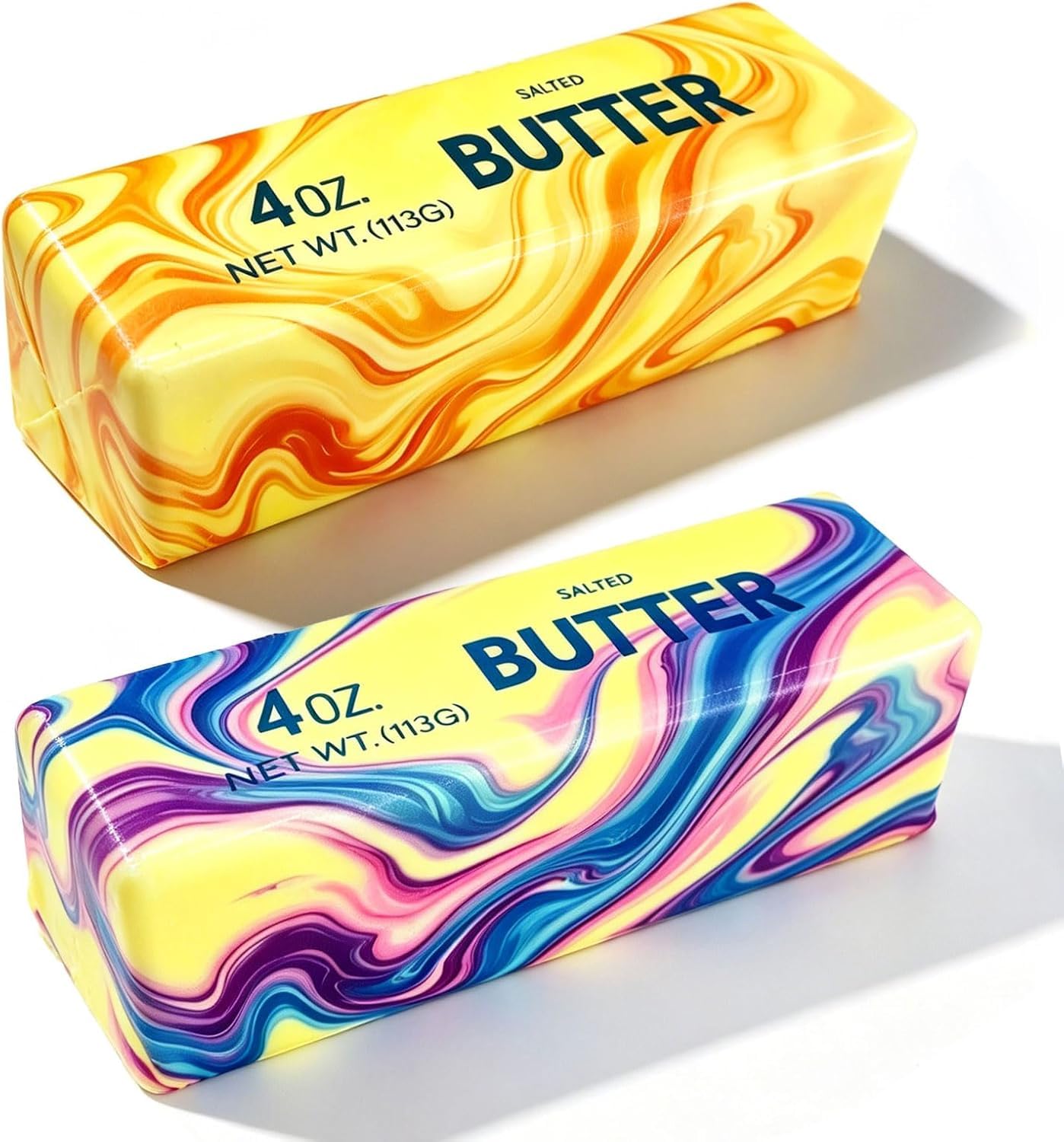 Giant Butter Squishy - 2026 New Jumbo Squishy Butter Stick 14oz Realistic Butters Stick Soft Squeeze Stress Balls for Stress Relief Anxiety Sensory Gifts for Adults (4OZ 2PCS B)