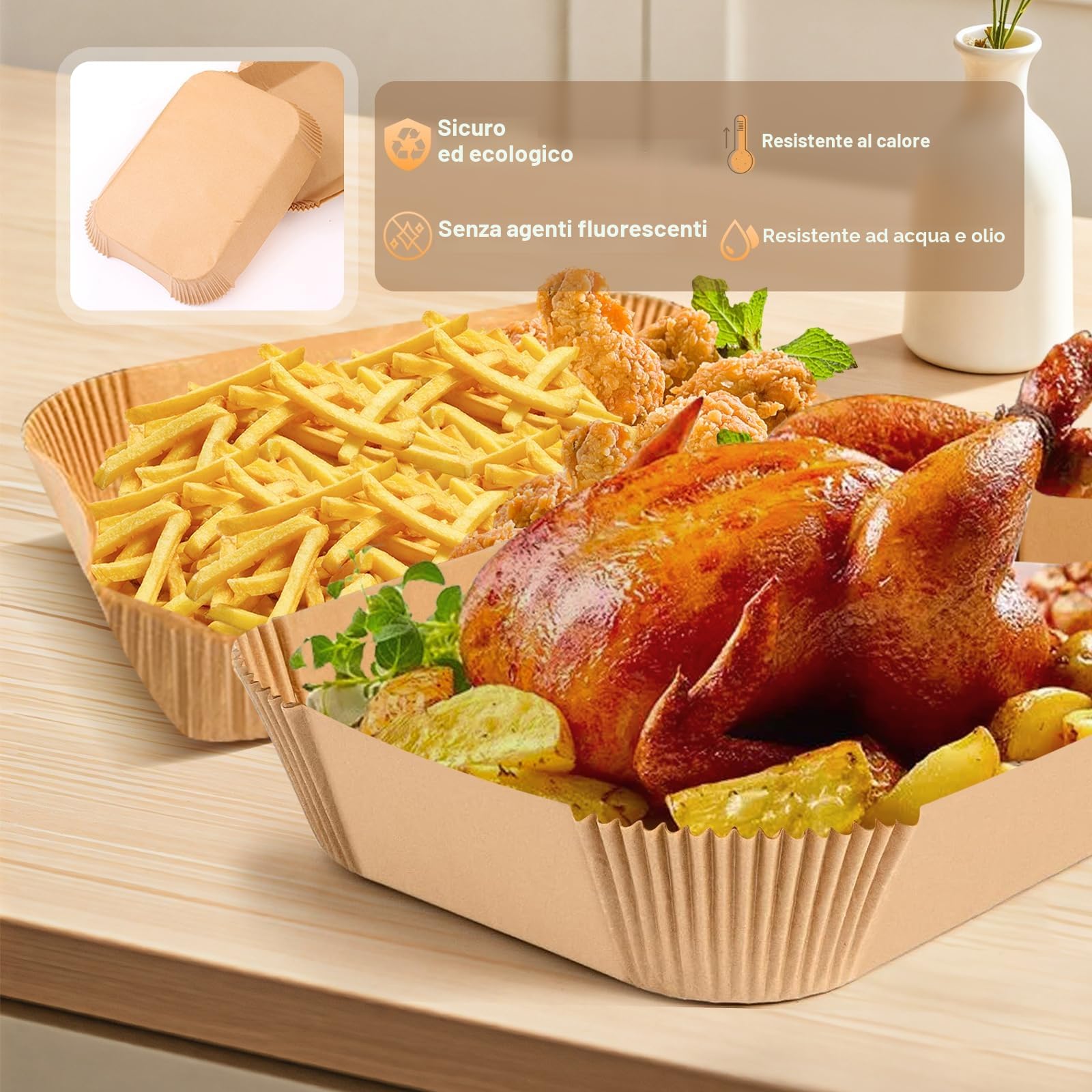 170Pz Carta Forno per Friggitrice ad Aria Senza BPA, Teglia per Friggitrice ad Aria Antiaderente Impermeabile Monouso Accessori Friggitrice ad Aria per 5-16L Friggitrice Aria Forno Padelle Microonde