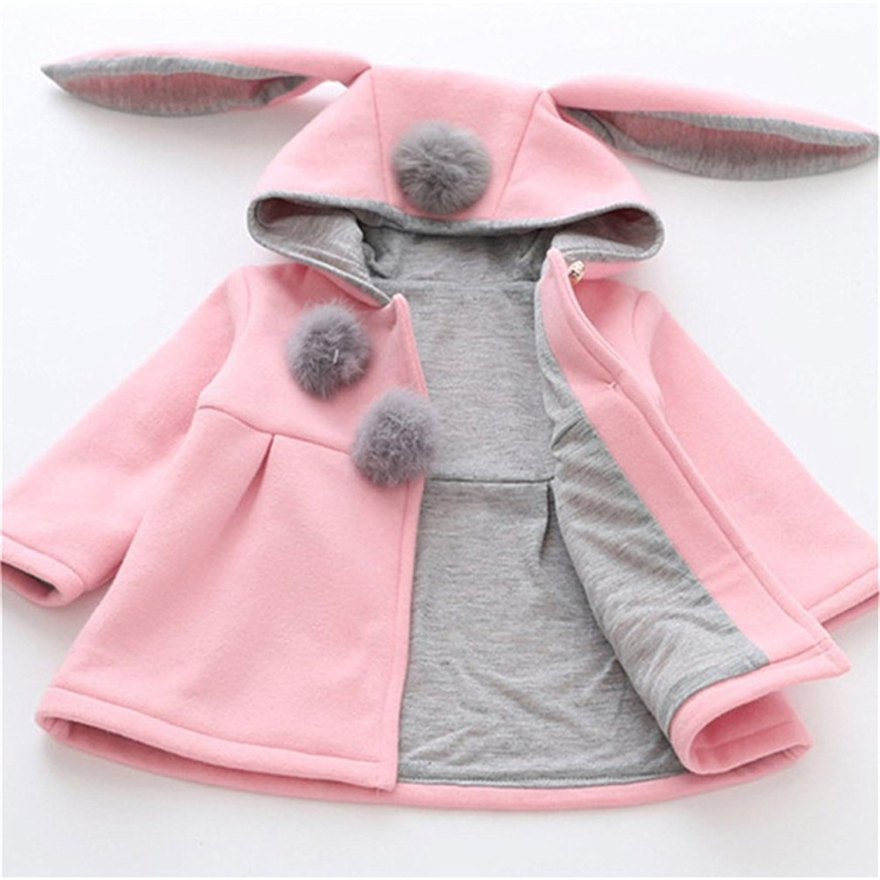 TMEOG Cappotto Giacca con Cappuccio Coniglio Felpa Mantello del Cappotto di Inverno della Pelliccia della Neonata Bambine e Bambino