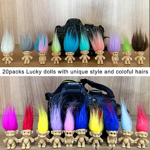 Miniatura 7 de Lucky Mini Troll Dolls PVC Vintage Trolls Lucky Doll Mini Figuras de acción Cromático Adorable Little Guys Colección Escolar Artesanía Recuerdos de