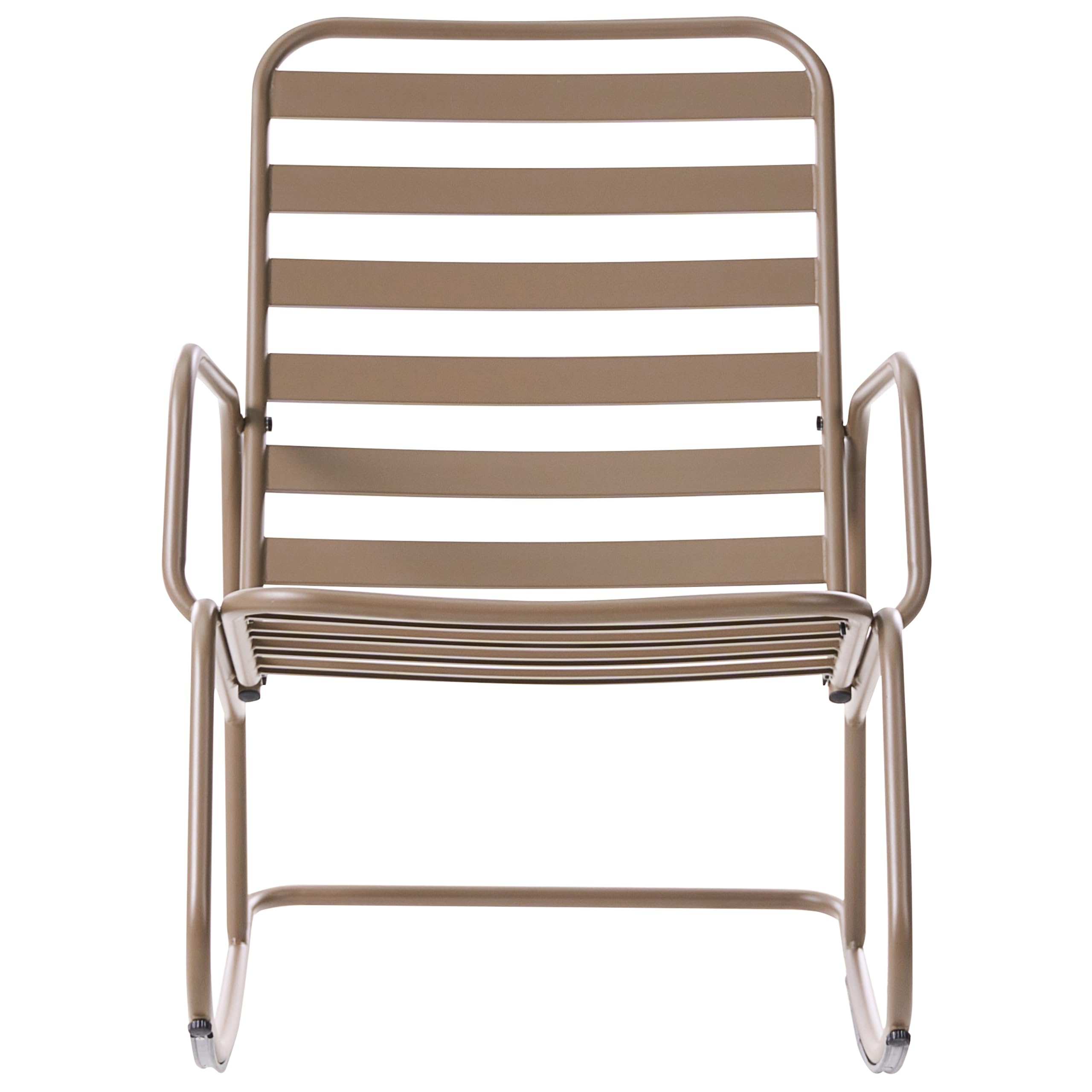 Beliani Sedia a dondolo da giardino moderna in metallo Design a doghe per esterni Alluminio Tortora