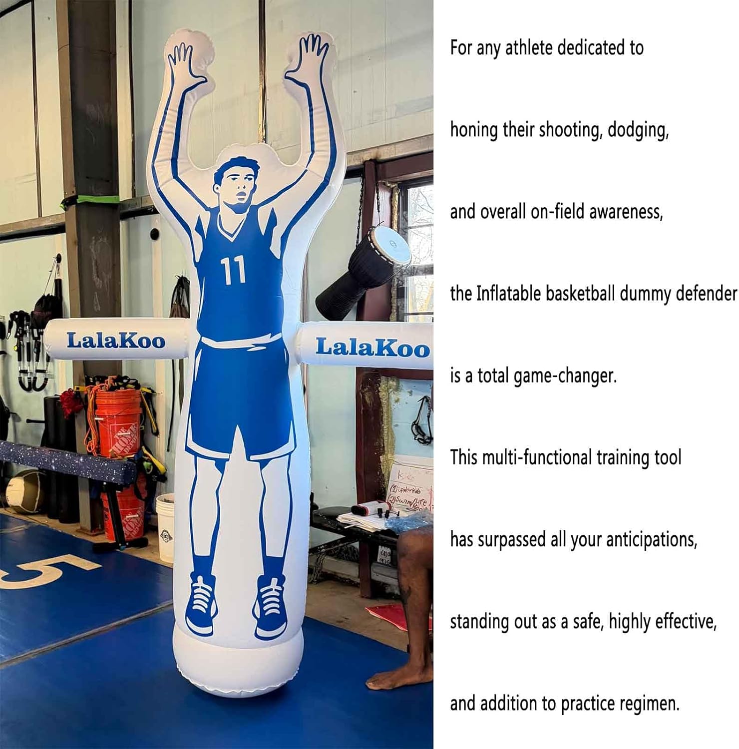 Inflatable Basketball Dummy Defender Big Size 7.6FT Huge Basketball Training Mannequin Lax Training Aid for Practicing with Air Pump Aid Easy for Movement