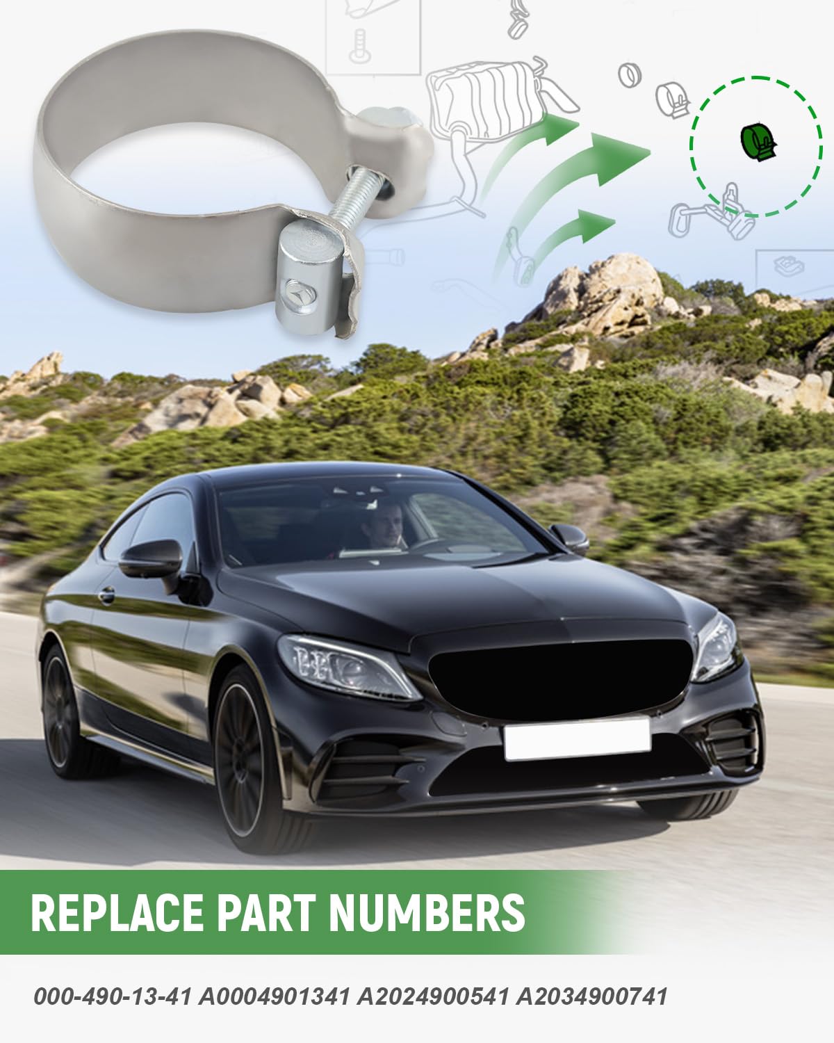 HAOTOM Collier D'Échappement 60 Mm – Compatible Mercedes A B C E S G CLA CLK CLS GL GLA GLK M R SLK V Sprinter Vito Viano – Réf. A0004901341