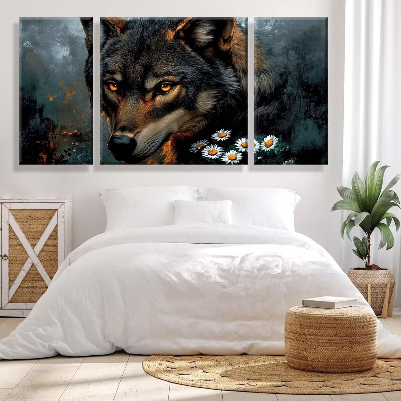 3 Pezzi Dipingere con i Numeri adulti, Paint by Numbers Margherita Lupo, Kit Lavoretti Creativi, Kit di Pittura Acrilica Fai-da-Te, con Pennello, Decorazioni Casa 70x140cm (Senza Cornice) y1s-684
