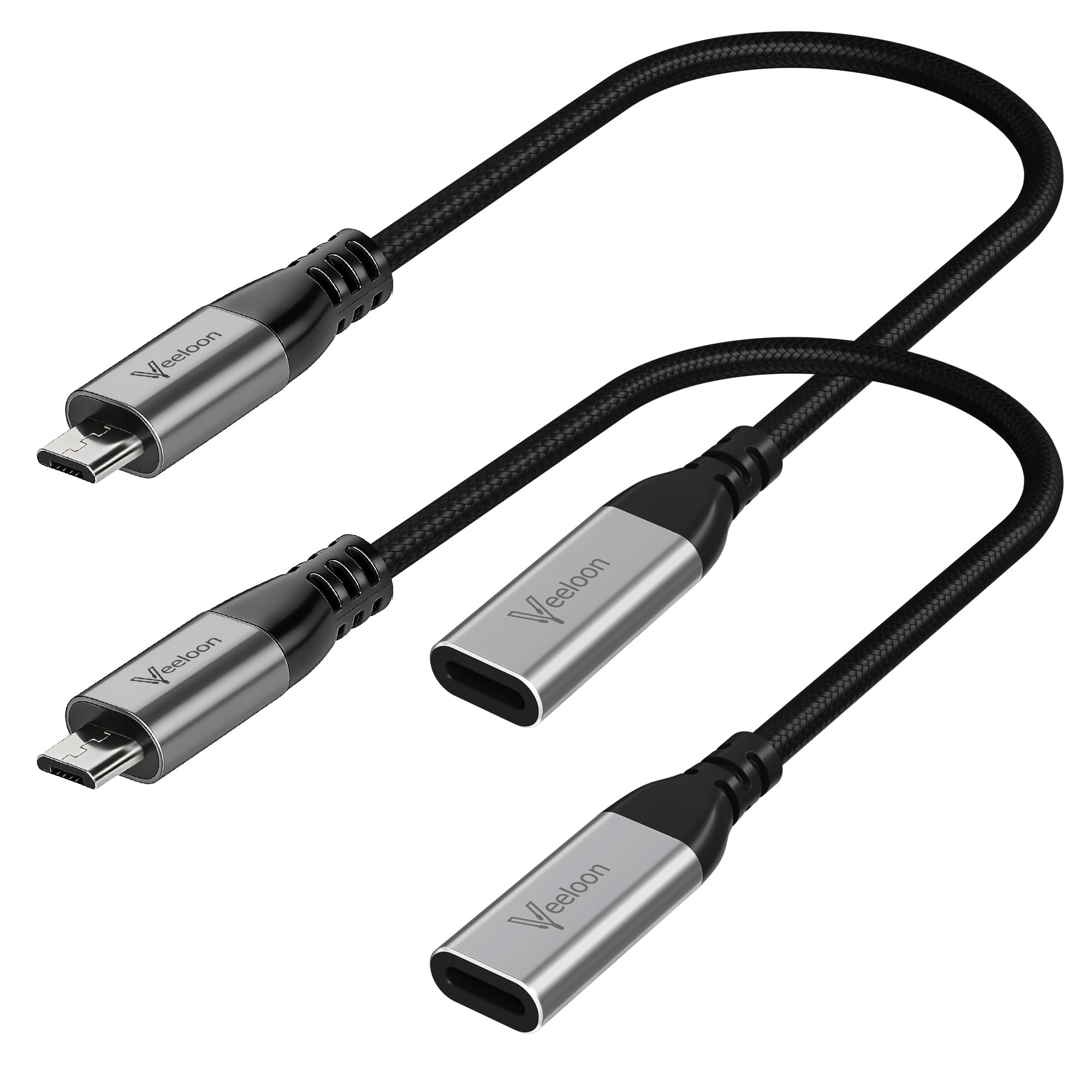 Lot de 2 adaptateurs USB C vers micro USB, câble d'extension court de type C femelle vers micro USB mâle, convertisseur de synchronisation de données et de charge pour Galaxy S7/S6, Note 5/4, Motorola
