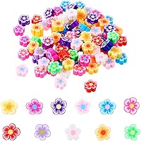 100pcs Colorful Polymer Clay Flower Beads Charms - Flatback for DIY Necklace Bracelets Earrings Jewelry Crafts
