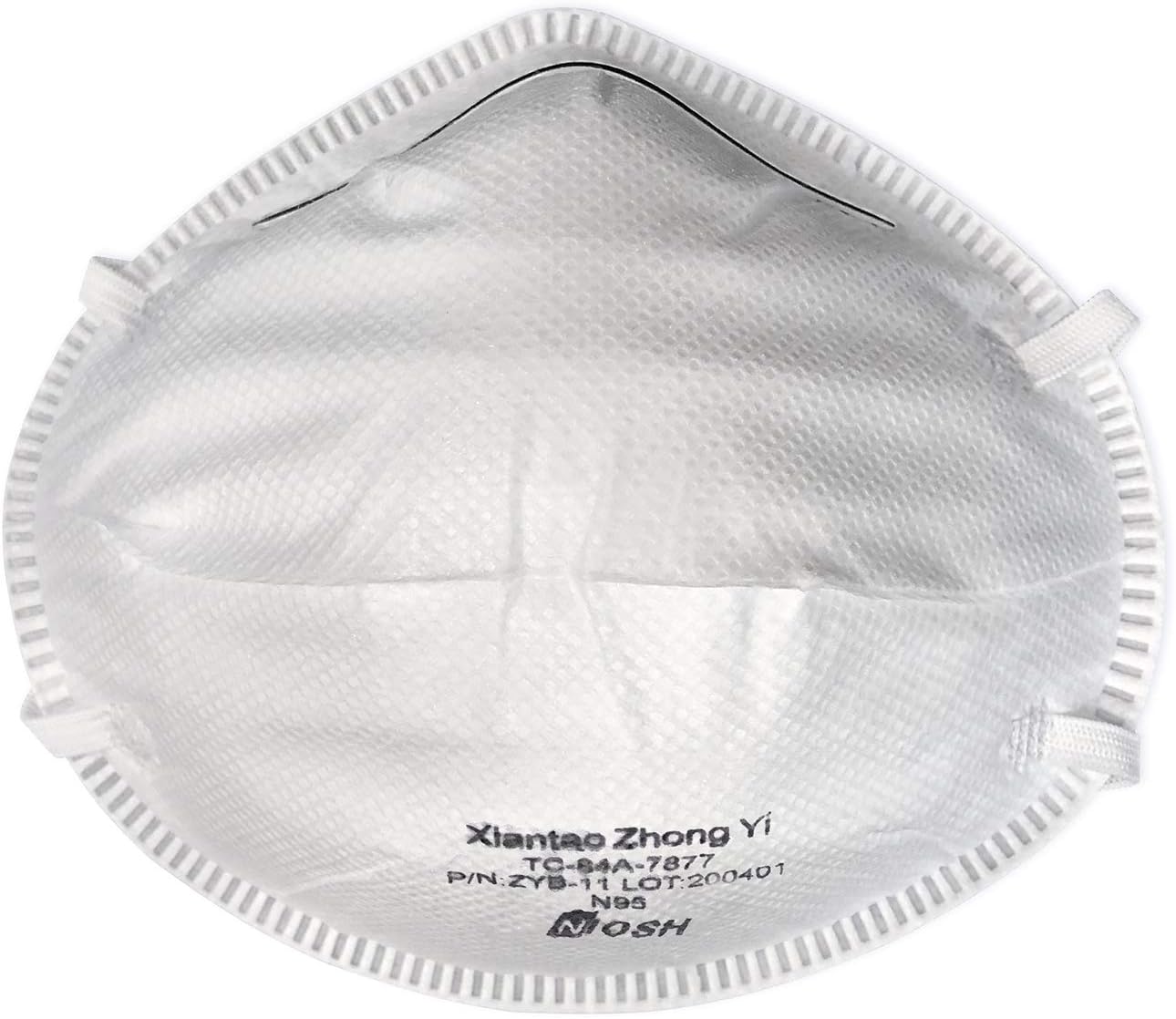 ZYB-11 NIOSH-Approved N95 Masks for Adults โ Disposable, Universal Fit & Breathable N95 respirator mask (without valve) | N-95 face masks with adjustable nosepiece - 20 Pack (White)