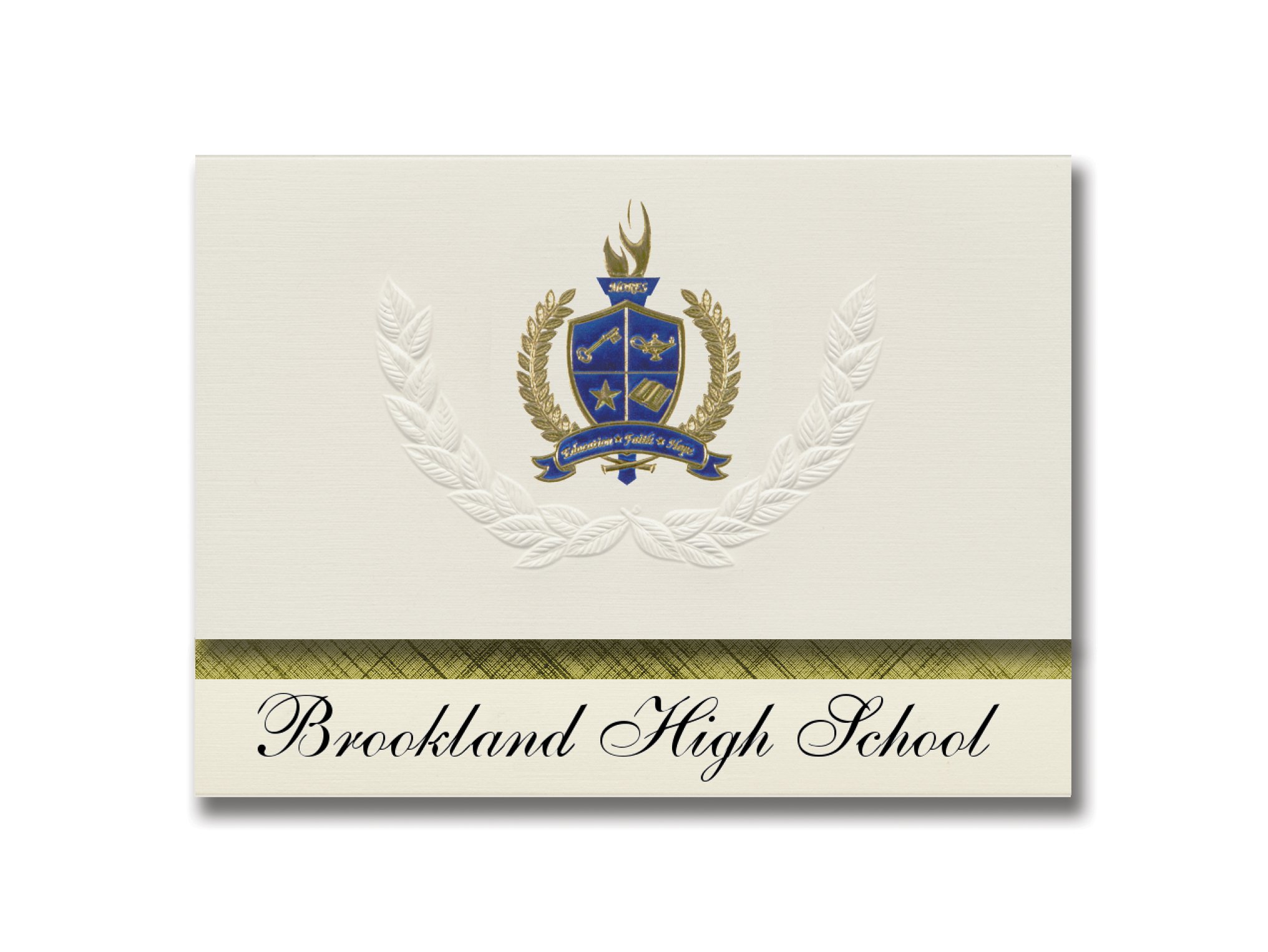 Signature Announcements Brookland High School (Brookland, AR) Graduation Announcements, Presidential style, Elite package of 25 with Gold & Blue Metallic Foil seal