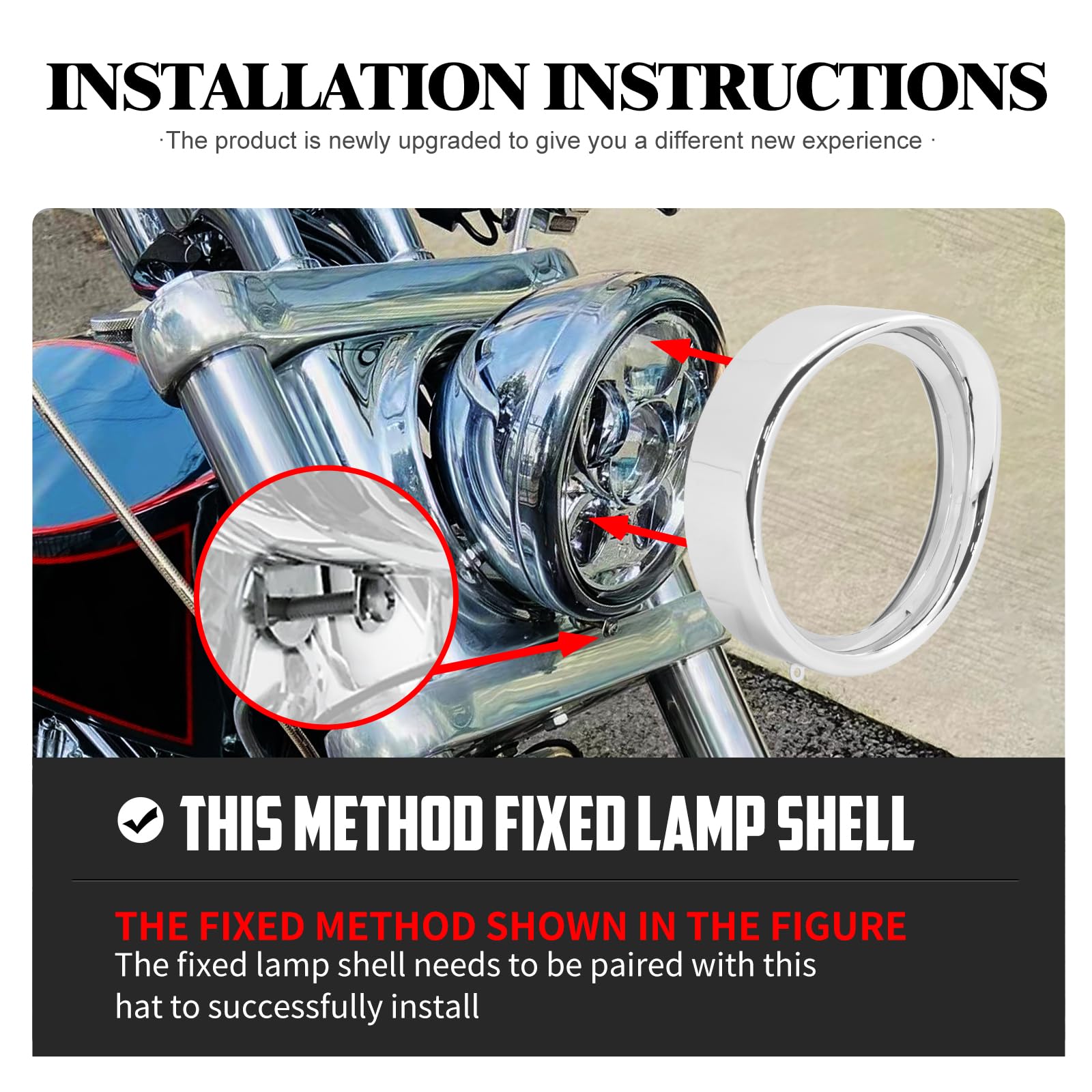 Anillo de visera para faros delanteros de motocicleta, bisel de motocicleta, anillo de ajuste de lámpara para Harley Softail FLS FLST FLSTF FLSTN 1994-2017 FLRT 2015-2023, cromado