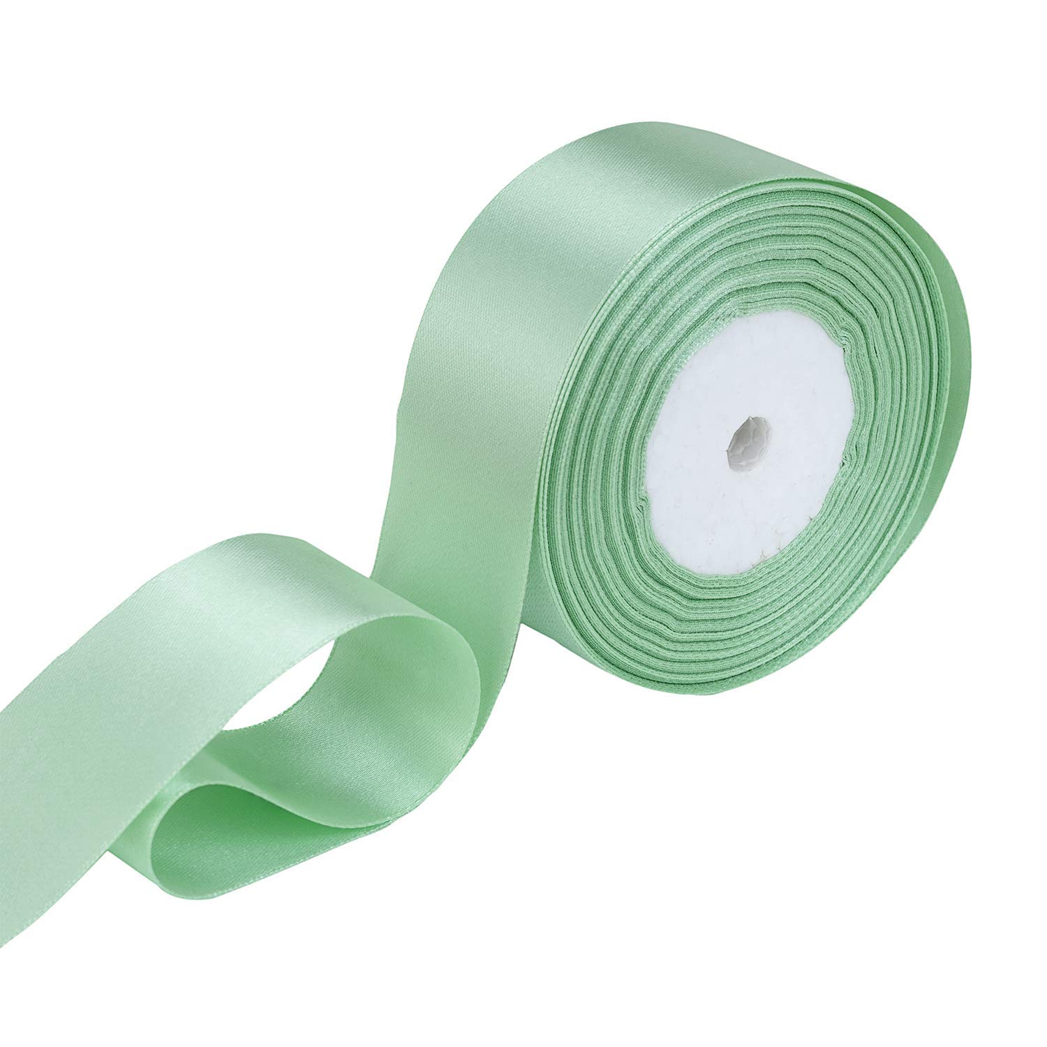 WedDecor Mint Green Ribbon for Gift Wrapping, 50mm x 25 Metres Double Sided Polyester Satin Ribbon Roll for Christmas, Wedding, Crafting, Sewing, Hair Bow, Birthday Cake Decoration — image 1