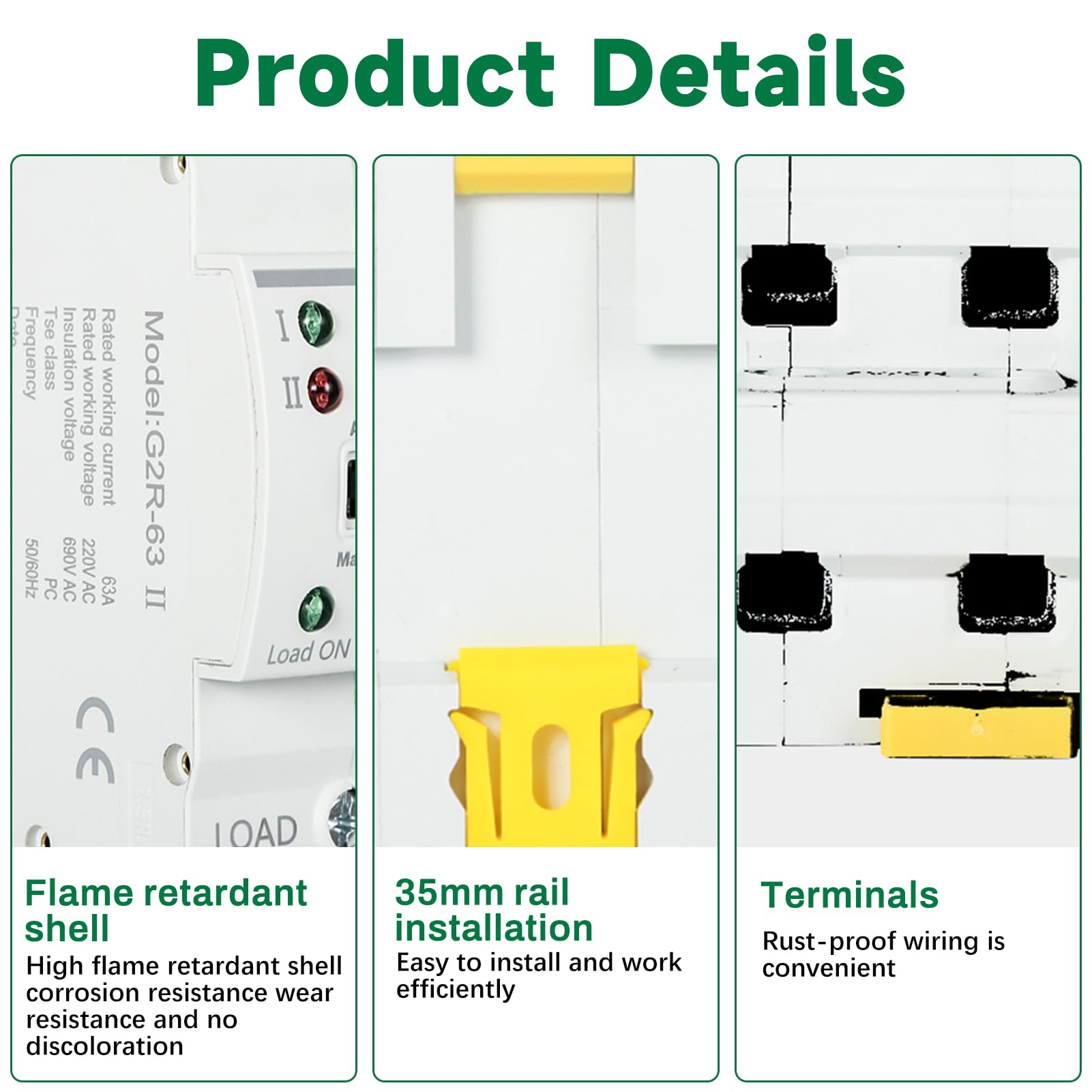 Jadeshay Commutateur de Transfert Automatique, G2R 2P 63A 220V ATS Commutateur de Transfert Automatique a Double Alimentation Double Inverseur de Source Automatique