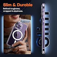 Vista 5 de TAURI Funda magnética 2 en 1 transparente para iPhone 14 Pro, compatible con Magsafe [no amarillenta] con protector de pantalla, protección de grado