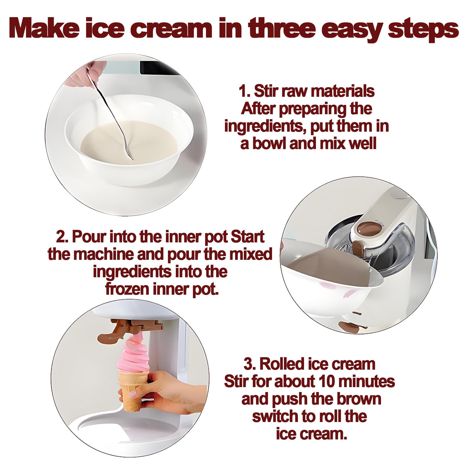 Máquina Helado Suave 1l,Heladera Semiautomática,Preparación En 10 Minutos,Funciona para Yogur Helado,Sorbete Y Postres Congelados Saludables,Ideal para Cocina Casera DIY