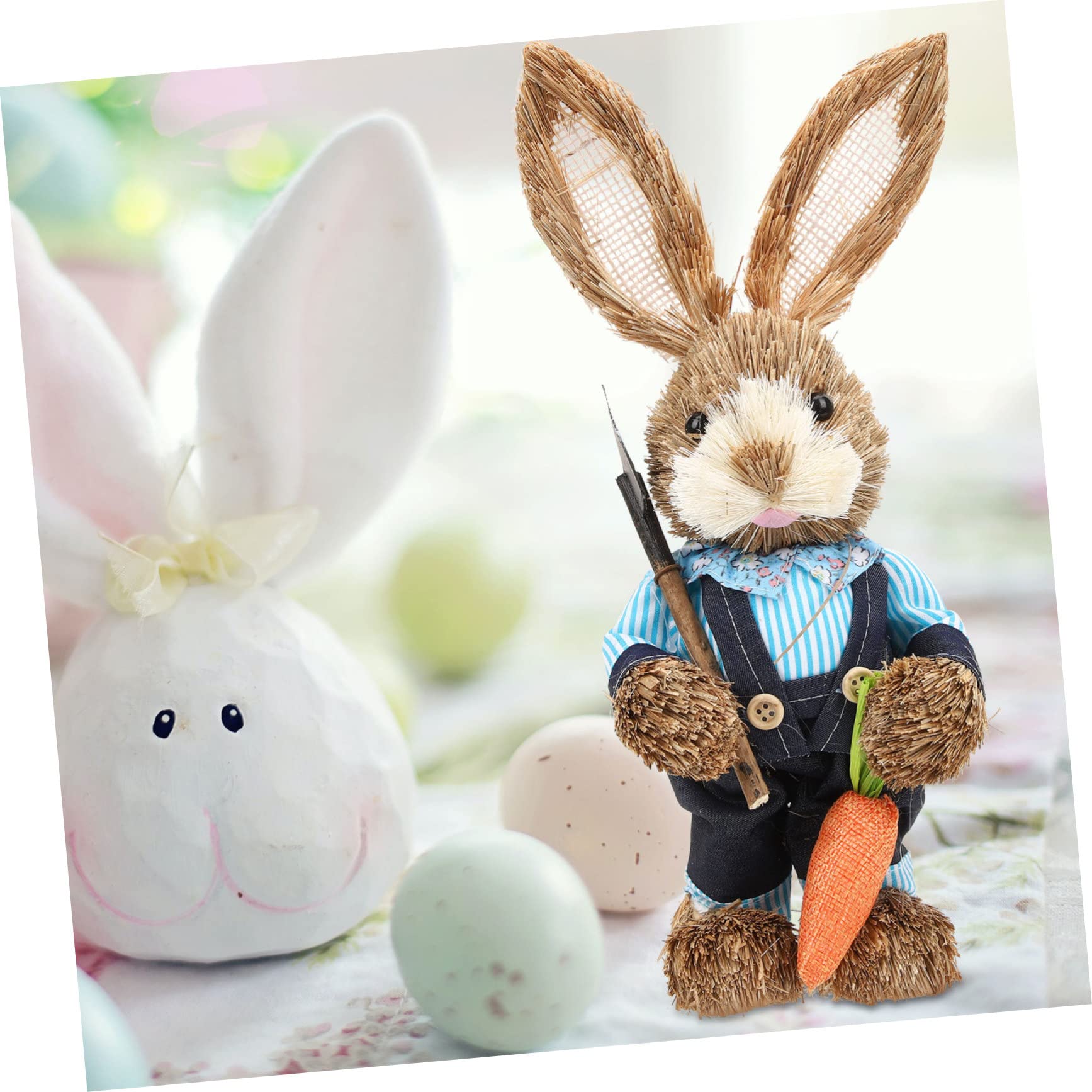 Alipis 2 Pz coniglio di paglia fatto a mano coniglio pasquale easter bunny decorazioni di coniglietti intrecciati statuine di coniglio primaverile decorazioni pasquali statue di conigli