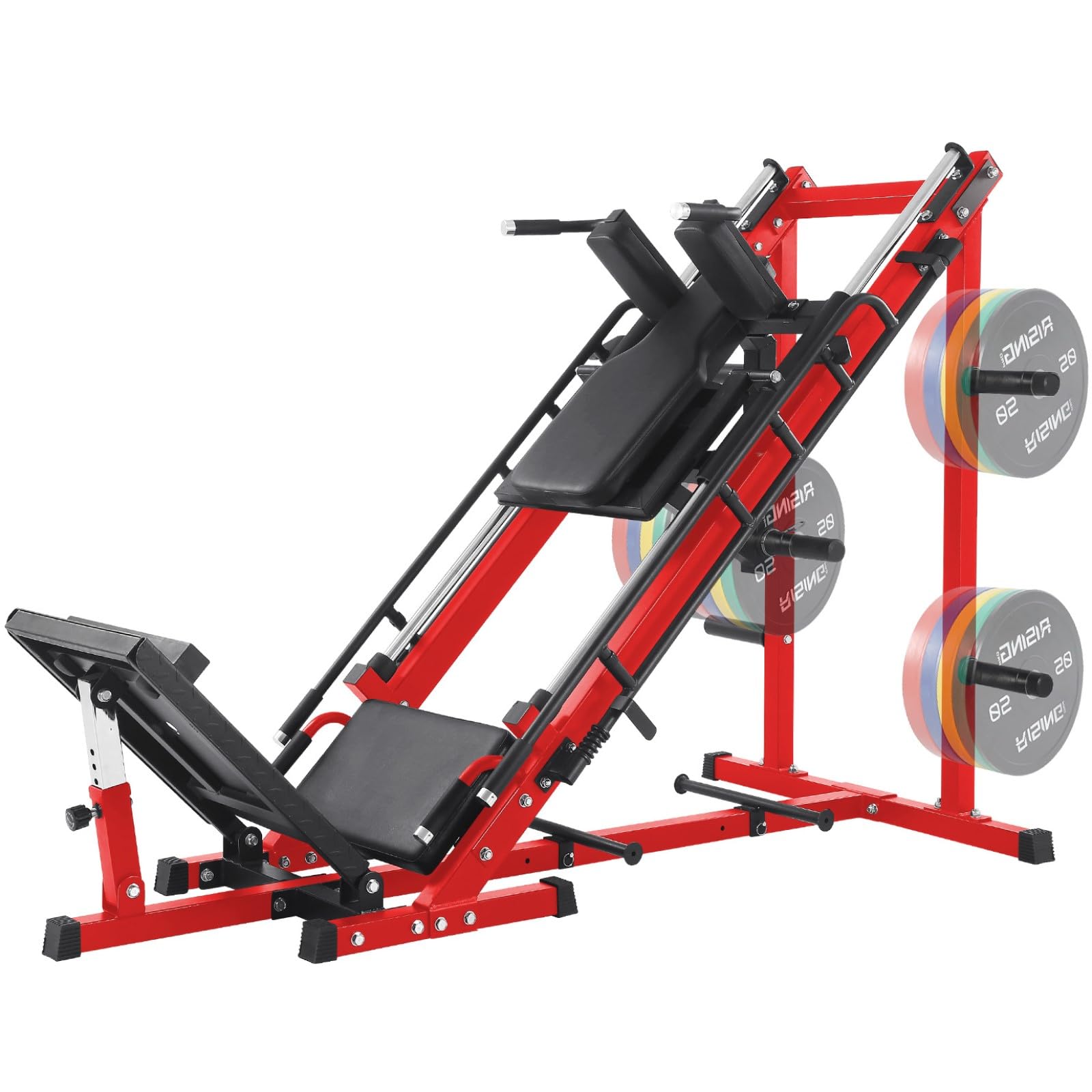 PeakPursuit Leg Press Hack Squat Machine Combo, Leg Press Machines for Home Gym with Linear Bearing, Professional Adjustable Hack Squat Machine for Lower Body Workout with 6 Weight Storage Posts