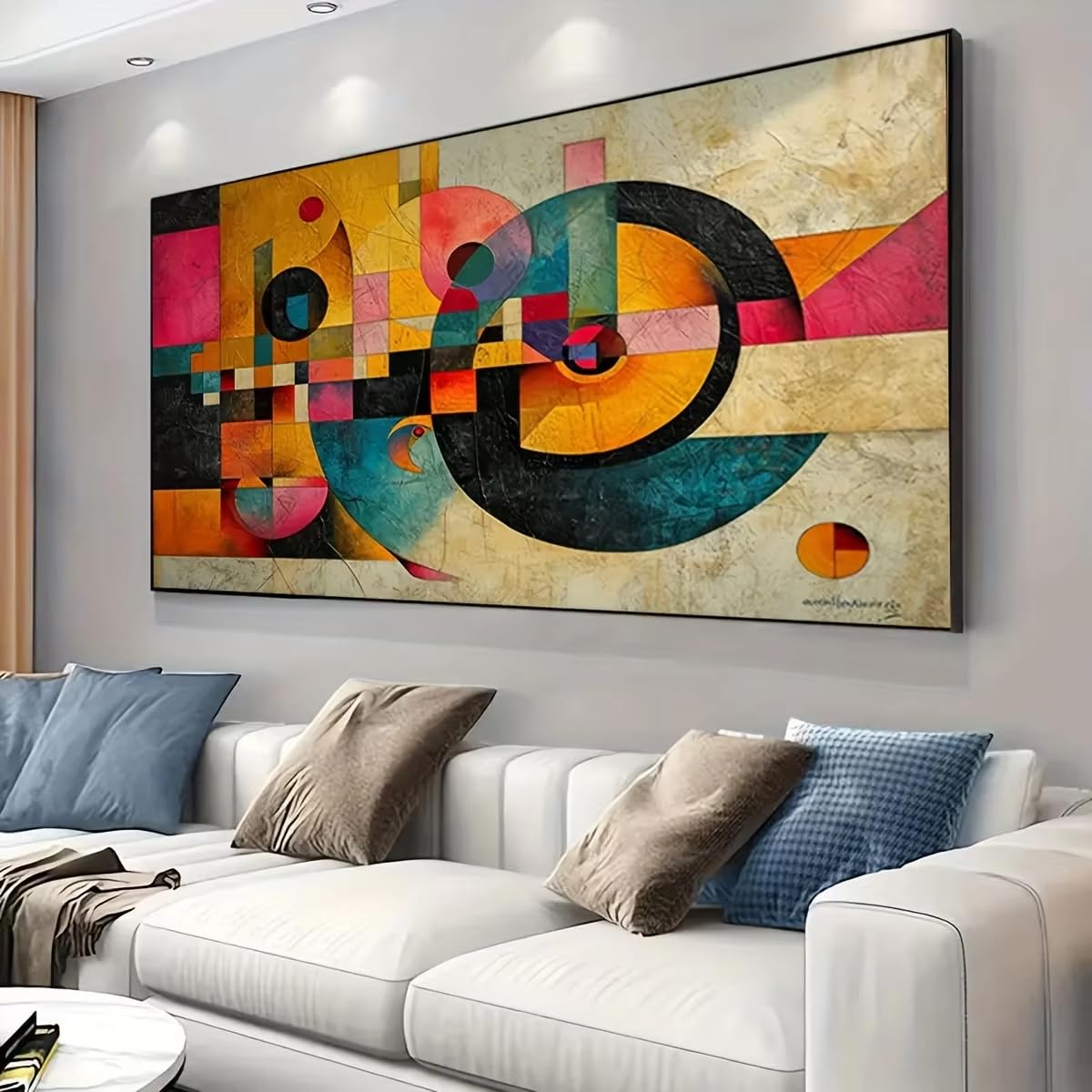XIANGPEIFBH Large Modern Abstract Art Canvas - Vibrant Geometric Design with a Swirling Mind Theme, Perfect for Living Room and Bedroom(40x80cm/16x31in/Unframed)