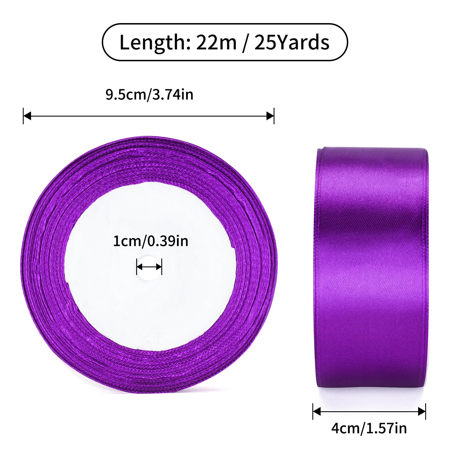 G2PLUS Purple Satin Ribbons 40mm: Wide Fabric Ribbons, 22M for Gift Wrapping Cake Decoration, Wedding Parties - Image 2