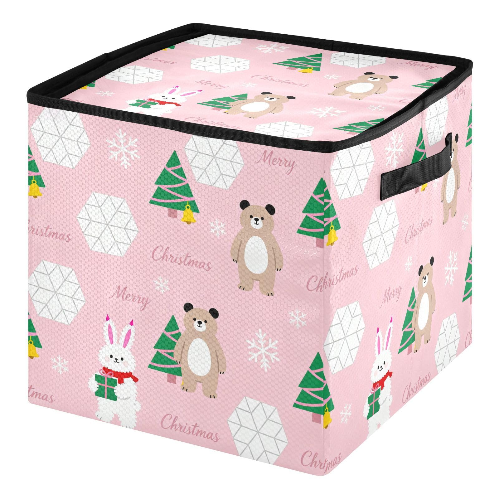 Boîte rangement décoration Noël grande capacité 64 boules rose