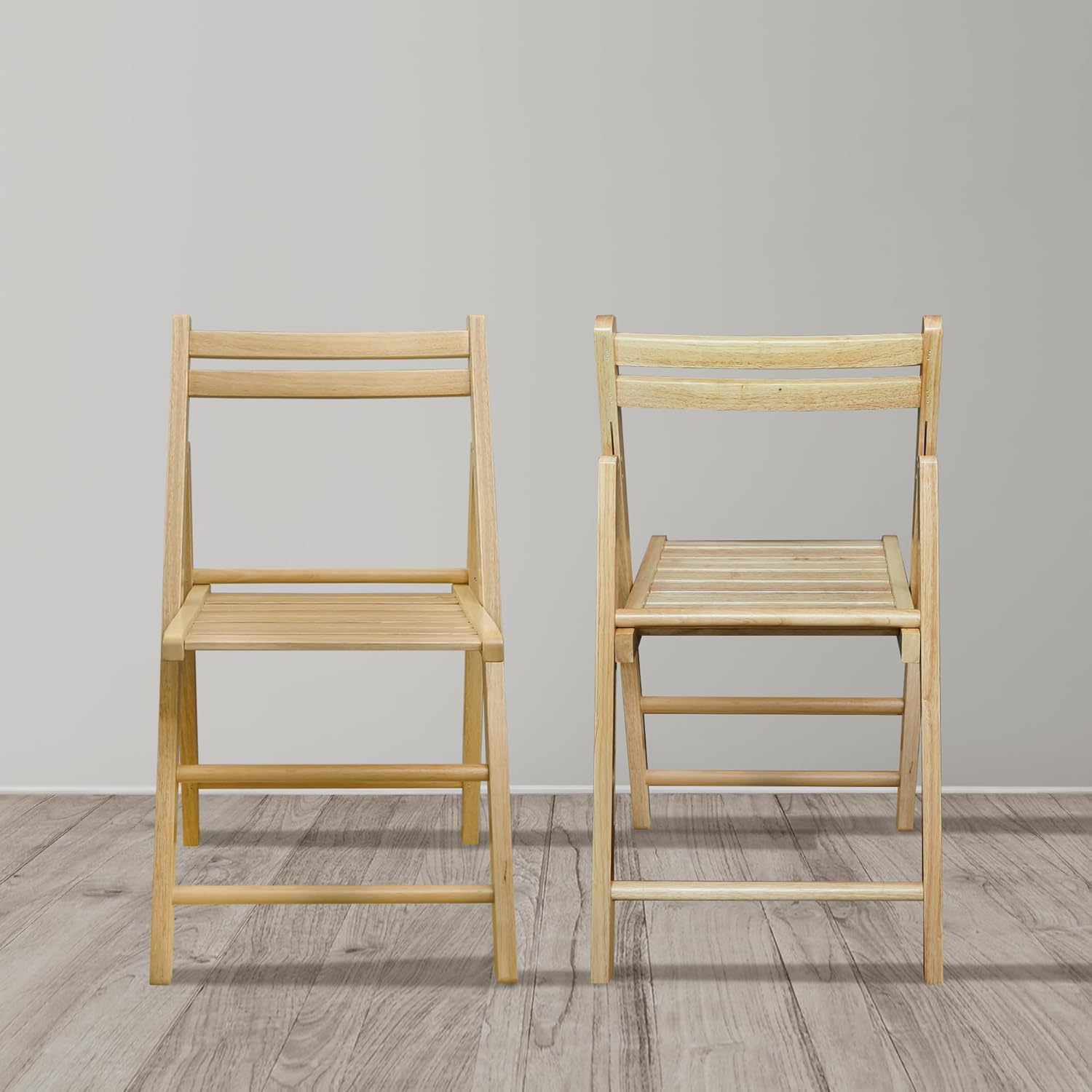 Casual Home Wooden Folding Chairs 2-Pcs Set - Natural