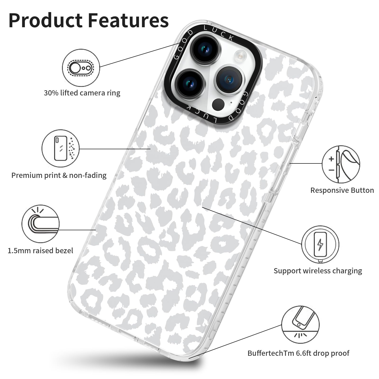 2 fundas transparentes de silicona fina de TPU suave a prueba de golpes para iPhone 13 Pro (6,1 pulgadas), con bonitos patrones para niñas, mujeres y hombres, Estampado de leopardo y guepardo