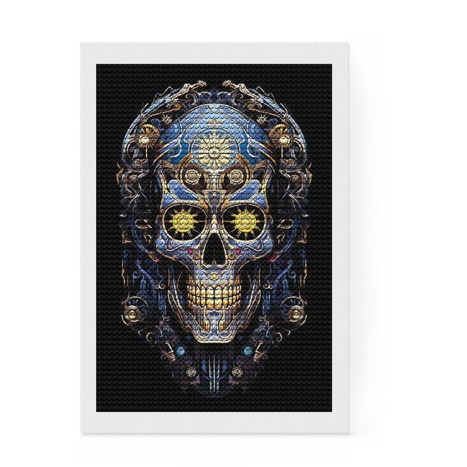 Junmoney Biomechanical Skull 2 Diamond Painting Set 8"x12", Stress Relief Craft, Satisfying Creative Project, Modern Decor, Holiday Gift Idea