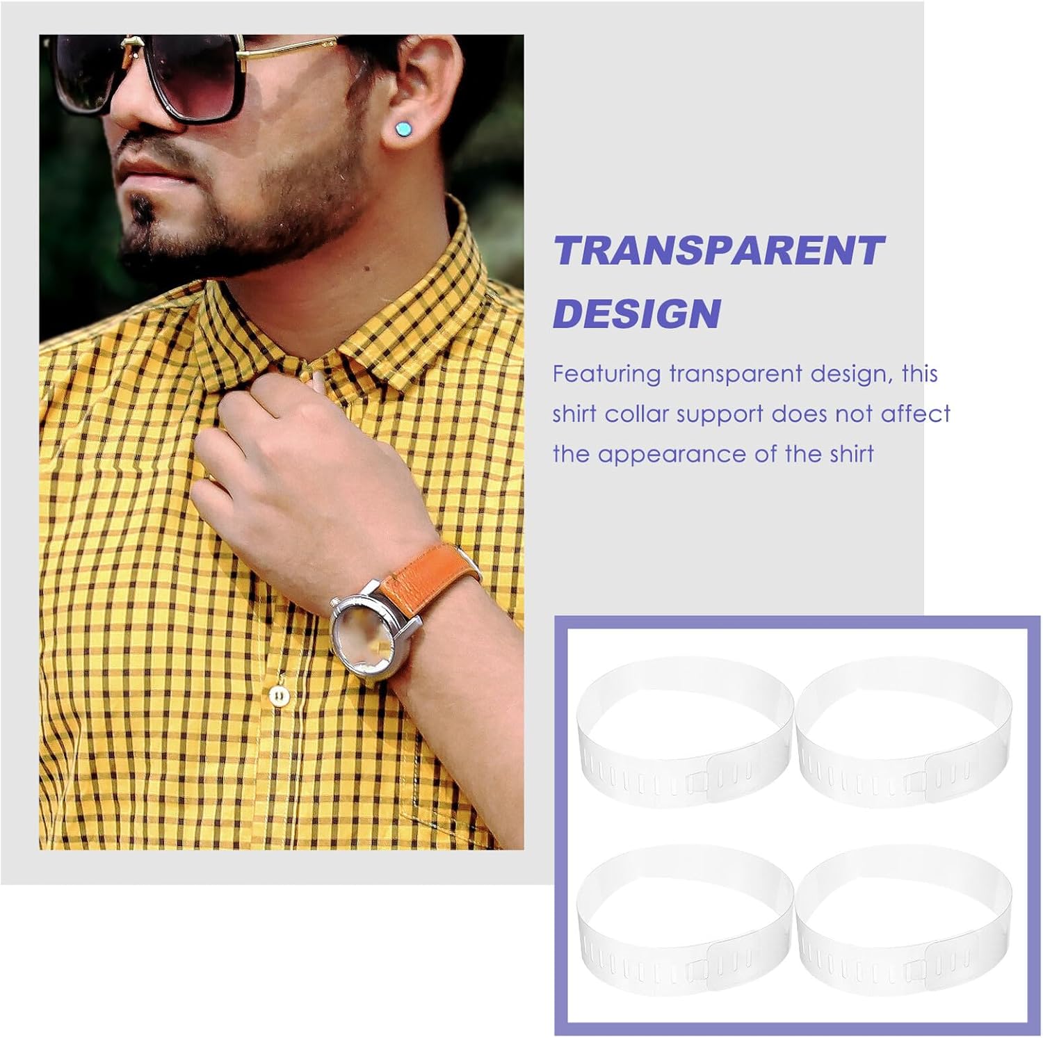GALPADA 100pcs Adjustable Transparent Plastic Shirt Collar Stays Flexible Collar Support Inserts for Men Dress Shirts PVC Fixing Strips