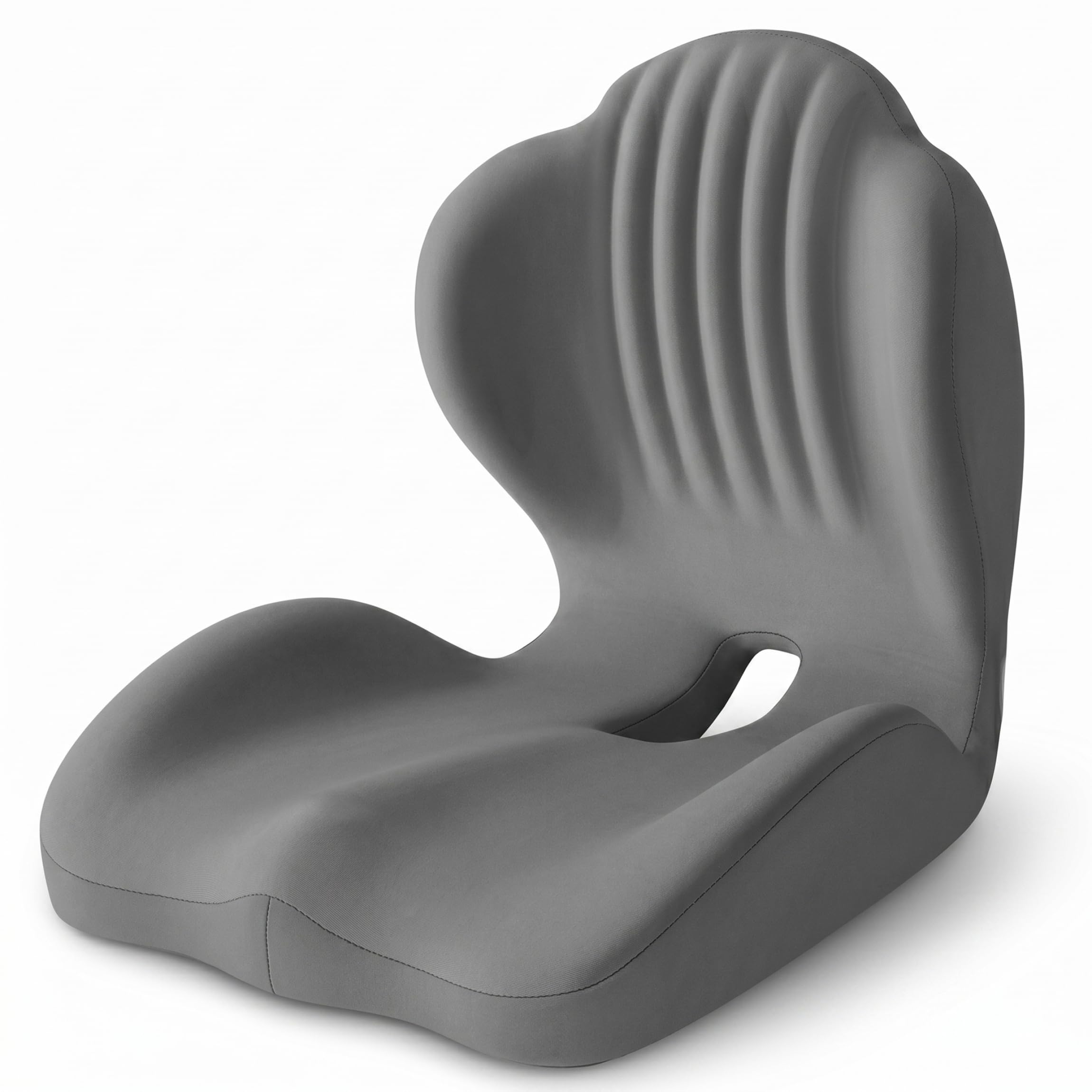 Cuscino ortopedico Cuscino da seduta ergonomico in memory foam a forma di L con cuscini per sedia da ufficio cavi in ​​coccige ideali per il comfort della schiena lombare Grigio
