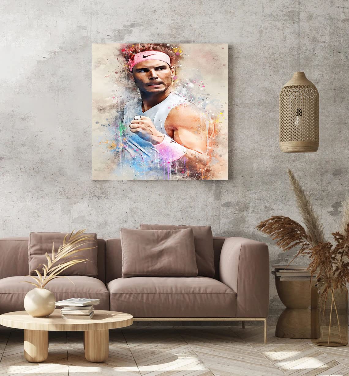 VERRE ART Printed Framed Canvas Painting for Home Decor Office Wall Studio Wall Living Room Decoration (22x22inch Wrapped) - Rafael Nadal