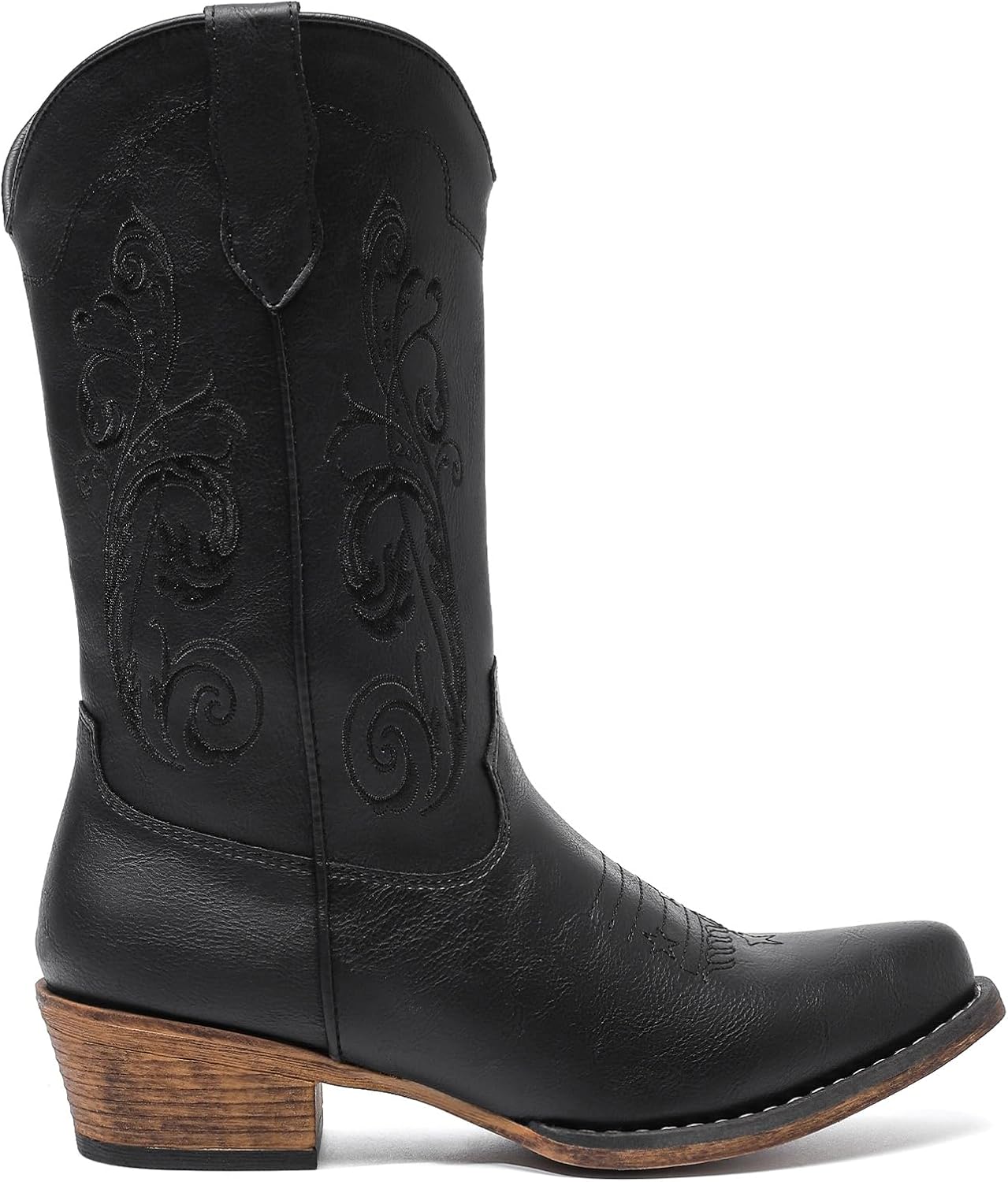 Cowboy Boots Women Western Mid Boots Embroidered Cowgirl Boots Ladies Pointy Toe Fashion Boots - Image 4