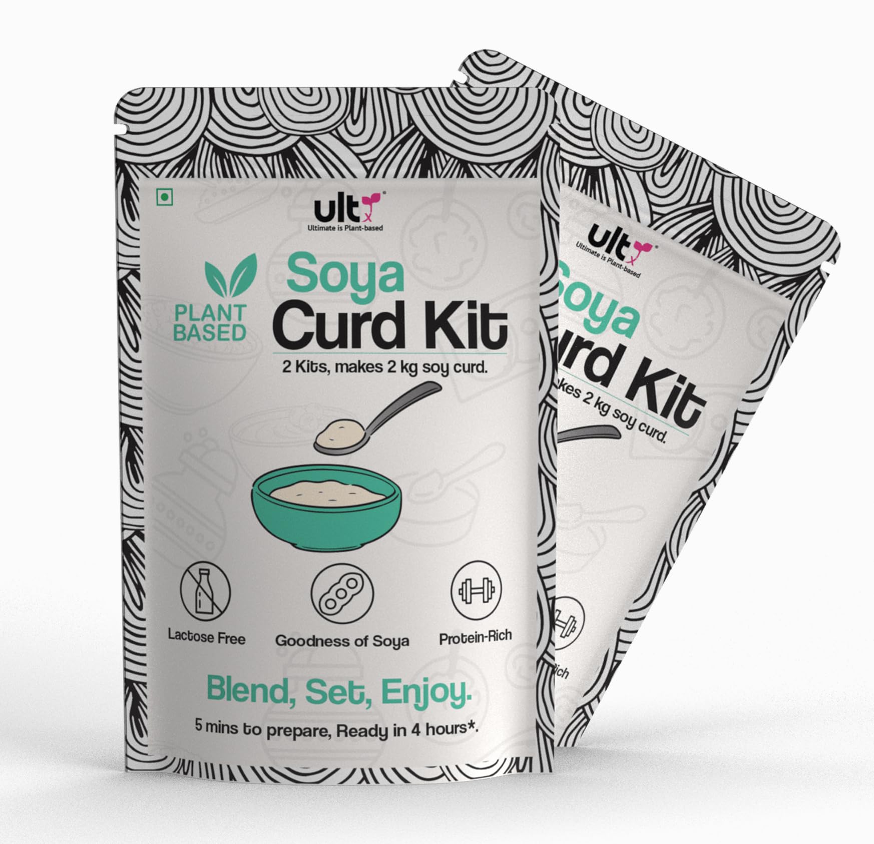 Ultx by Vegandukan | Soy Curd Kit | Plant Based | Makes 4 Liters Curd Easily at Home | Lactose Free | High Protien | Non-GMO | Easy to Make