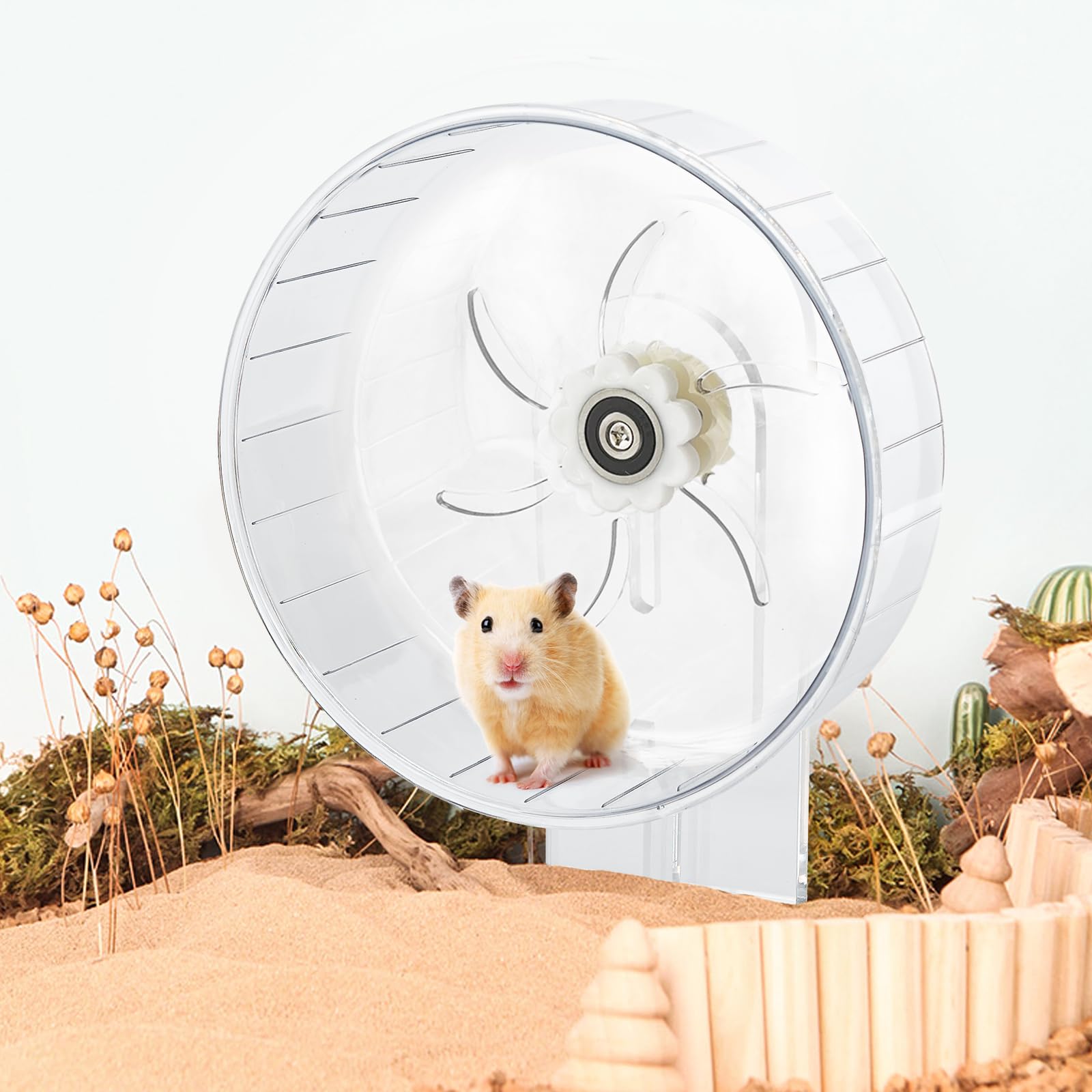 Silent Hamster Übungsrad - Hamster Spielzeug Zubehör Laufspiel mit Ständer Leiser Hamster Läufer für Kleintiere Haustier Rennmäuse Zwerg Syrische Hamster Igel Ratten Maus Mäuse usw. (9,4 Zoll)