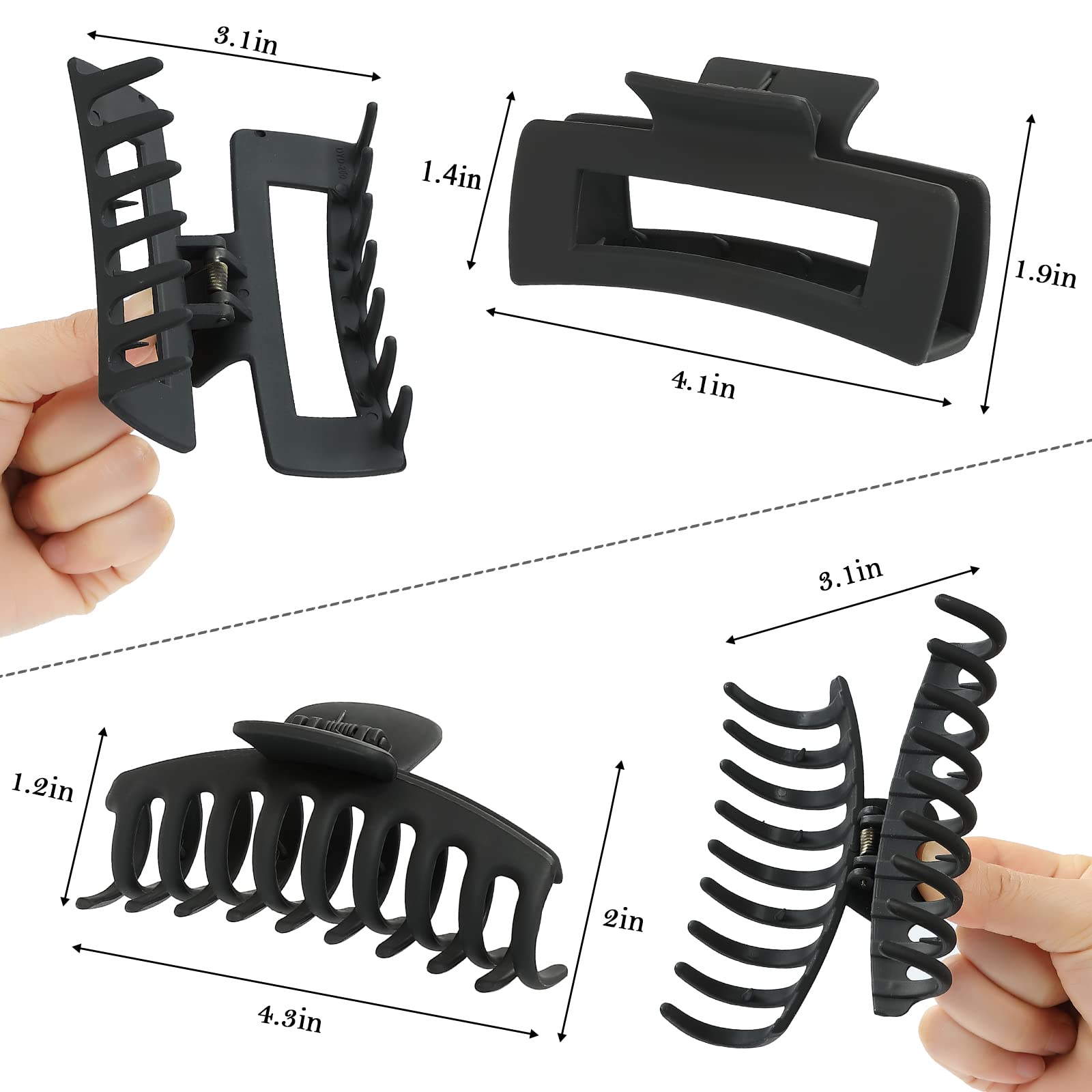 laxizar Claw Clip Hair Clip 8 Pack 4.3 Ihch Rectangular Hair Clips for Women Gir Amazon.com : laxizar Claw Clip Hair Clip 8 Pack 4.3 Ihch  main image 3