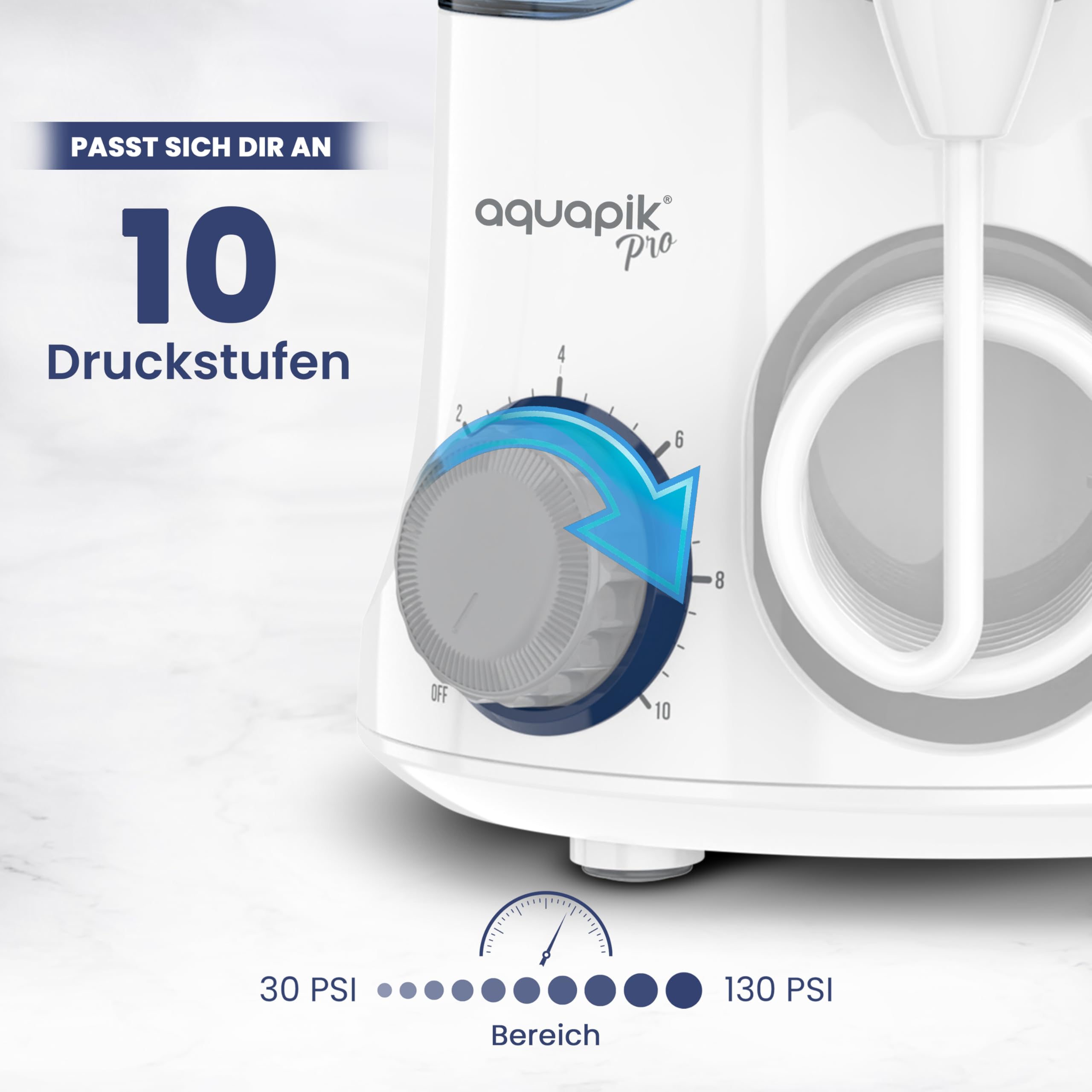 Munddusche Aquapik PROfessionelle mit Precision Pulse Technologie - 10 Druckstufen und 8 Aufsätzen, für Zahnspangen, Implantate, empfindliches Zahnfleisch und die tägliche Mundpflege