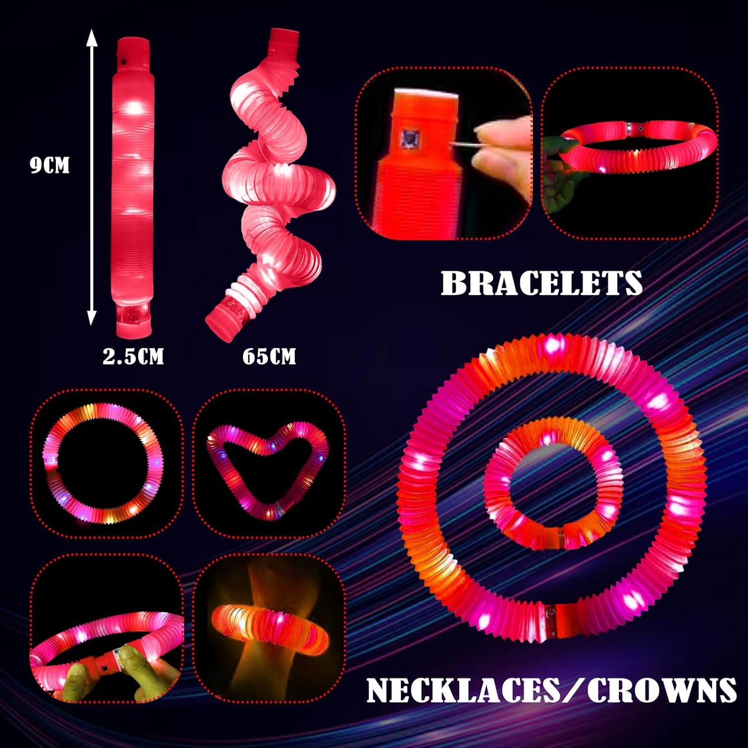 Red 36PCS Glow Sticks Stocking Stuffers Party Favors-Glow in The Dark Party Supplies for Kids and Adults, Perfect for Festivals, Birthday Parties, Raves, Concerts, and Camping Decorations